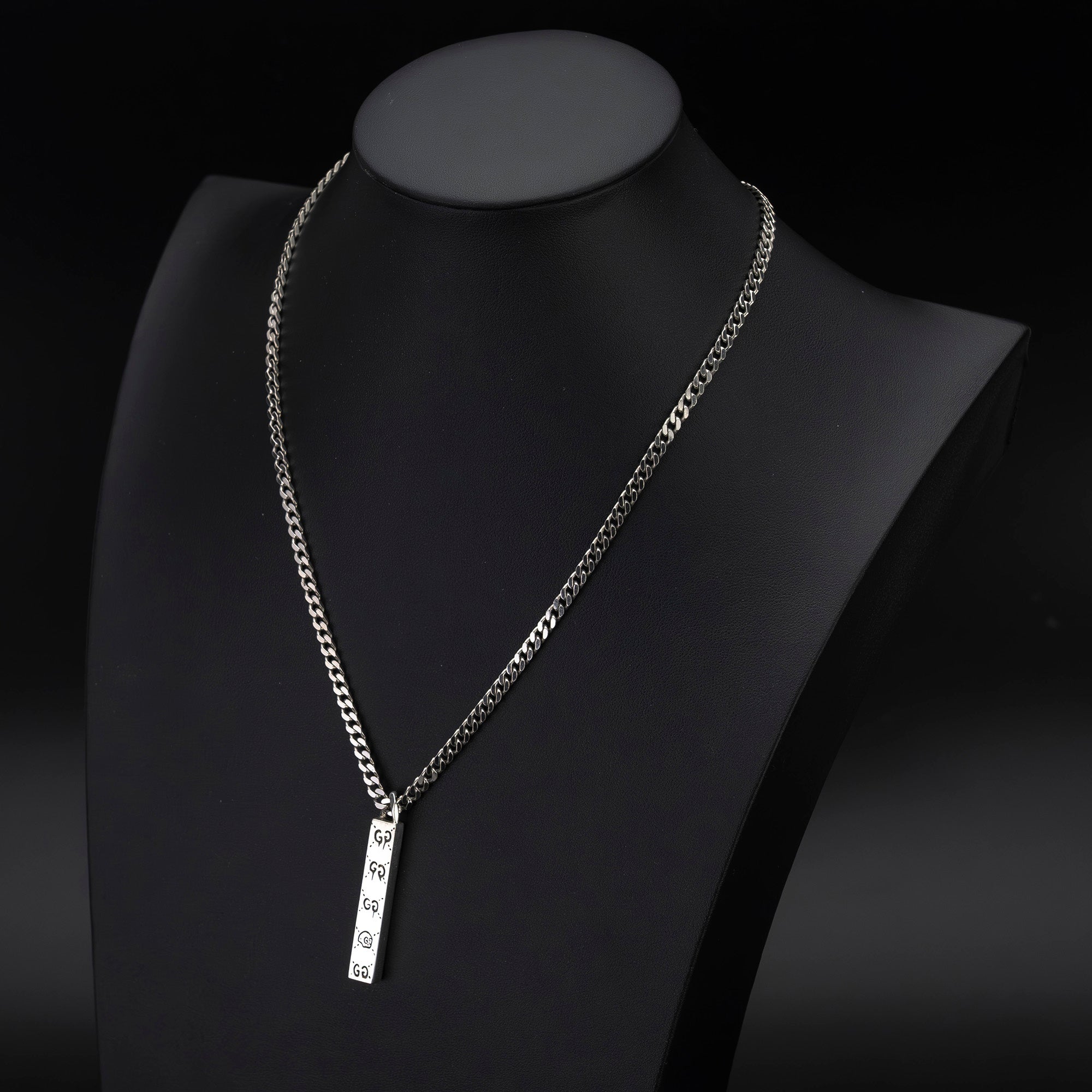 グッチ ゴースト バー ネックレス シルバー925 GUCCI GHOST GG刻印 コラボ ストリート ユニセックス