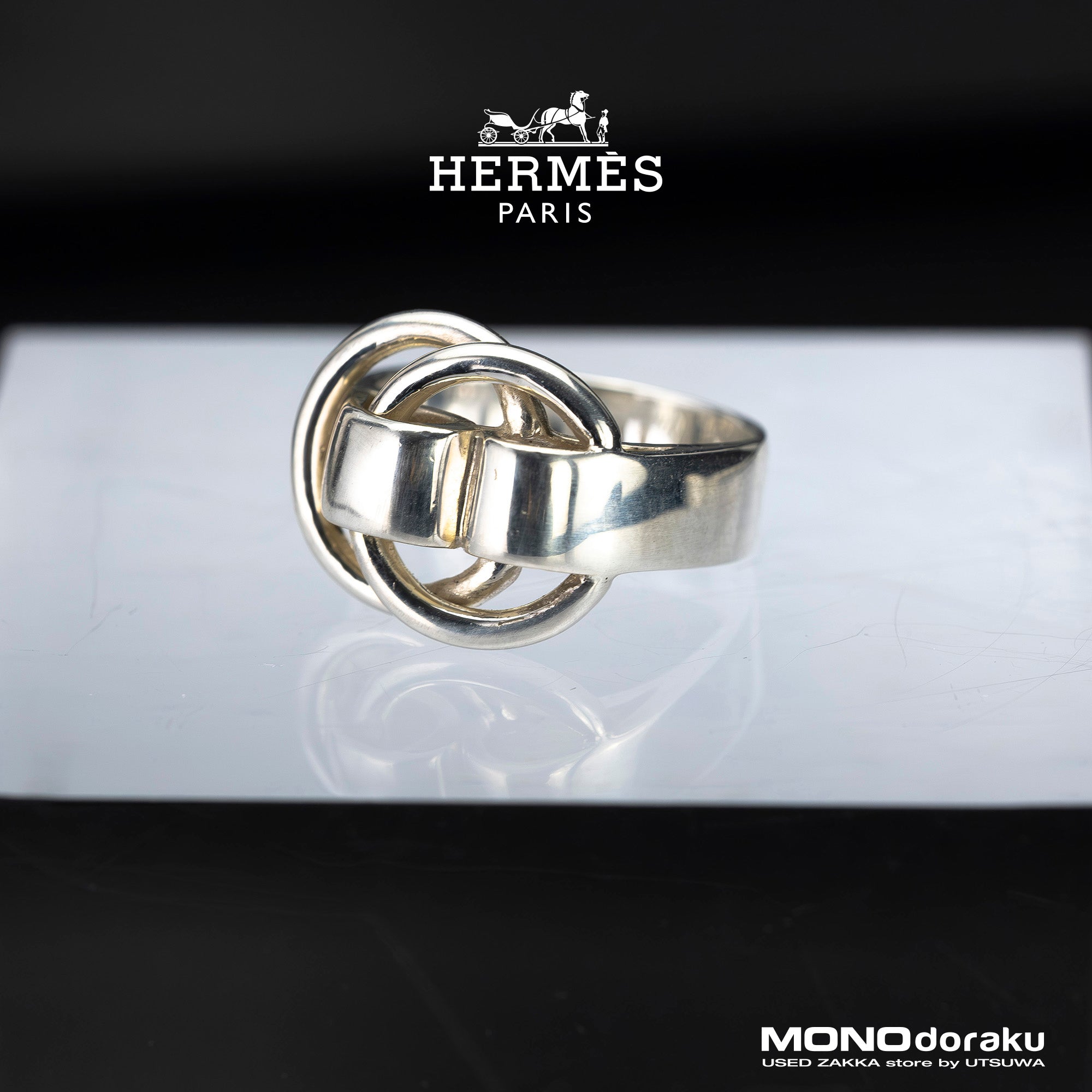 エルメス ドゥザノー リング 7号～8号相当 シルバー925 Deux Anneaux 二重リング ヴィンテージ 指輪 ユニセックス