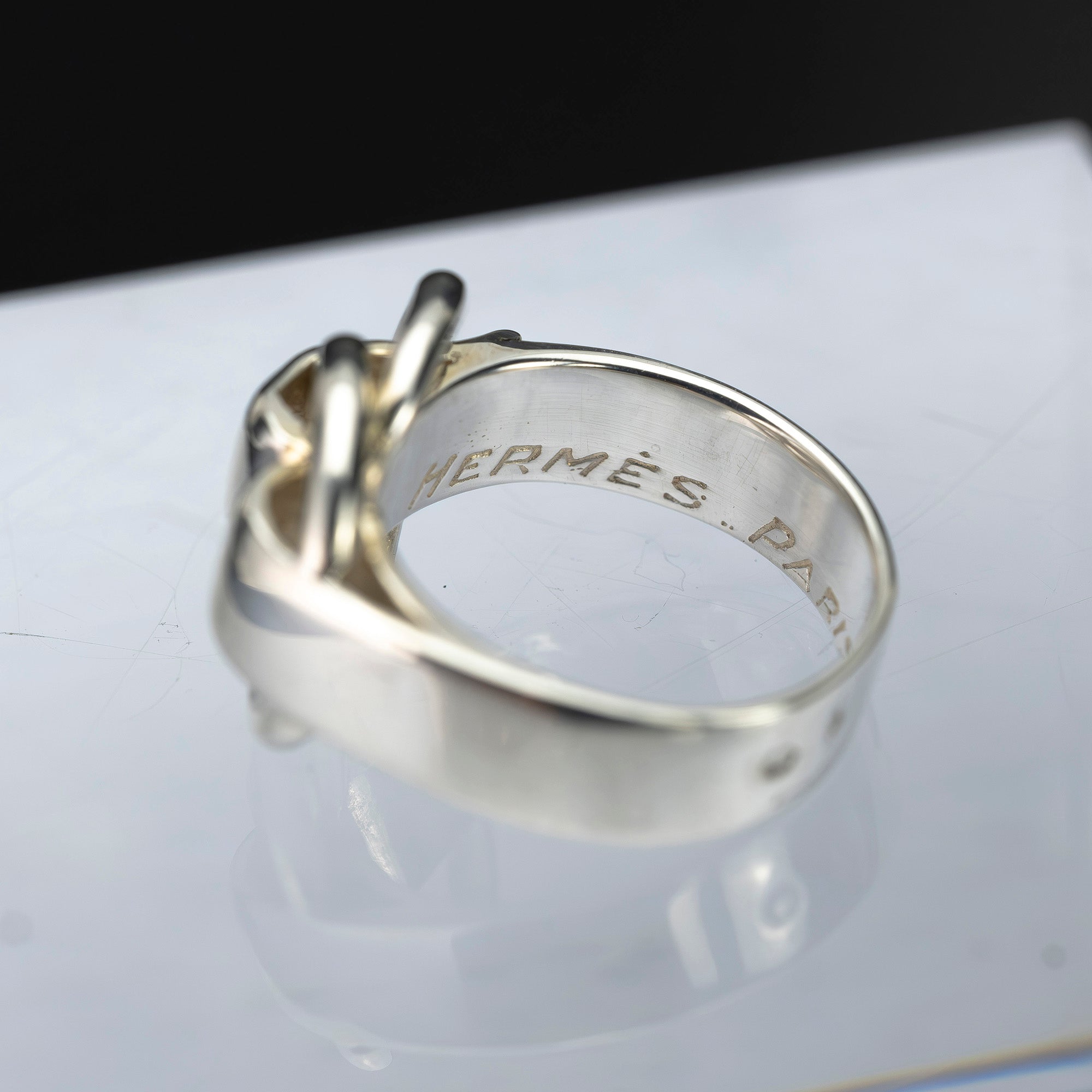 Hermès Deux Anneaux Ring, size 7-8 equivalent, Silver 925, Double Ring, Vintage, Unisex