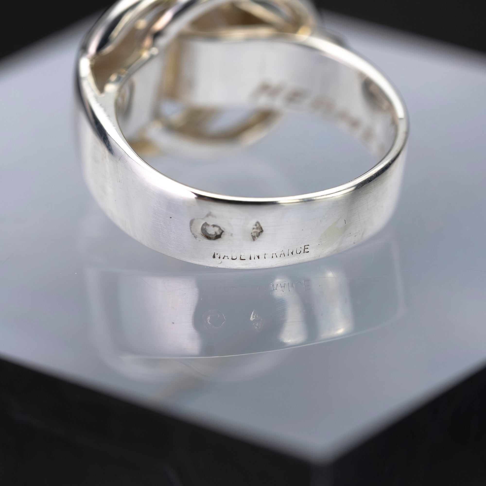 Hermès Deux Anneaux Ring, size 7-8 equivalent, Silver 925, Double Ring, Vintage, Unisex
