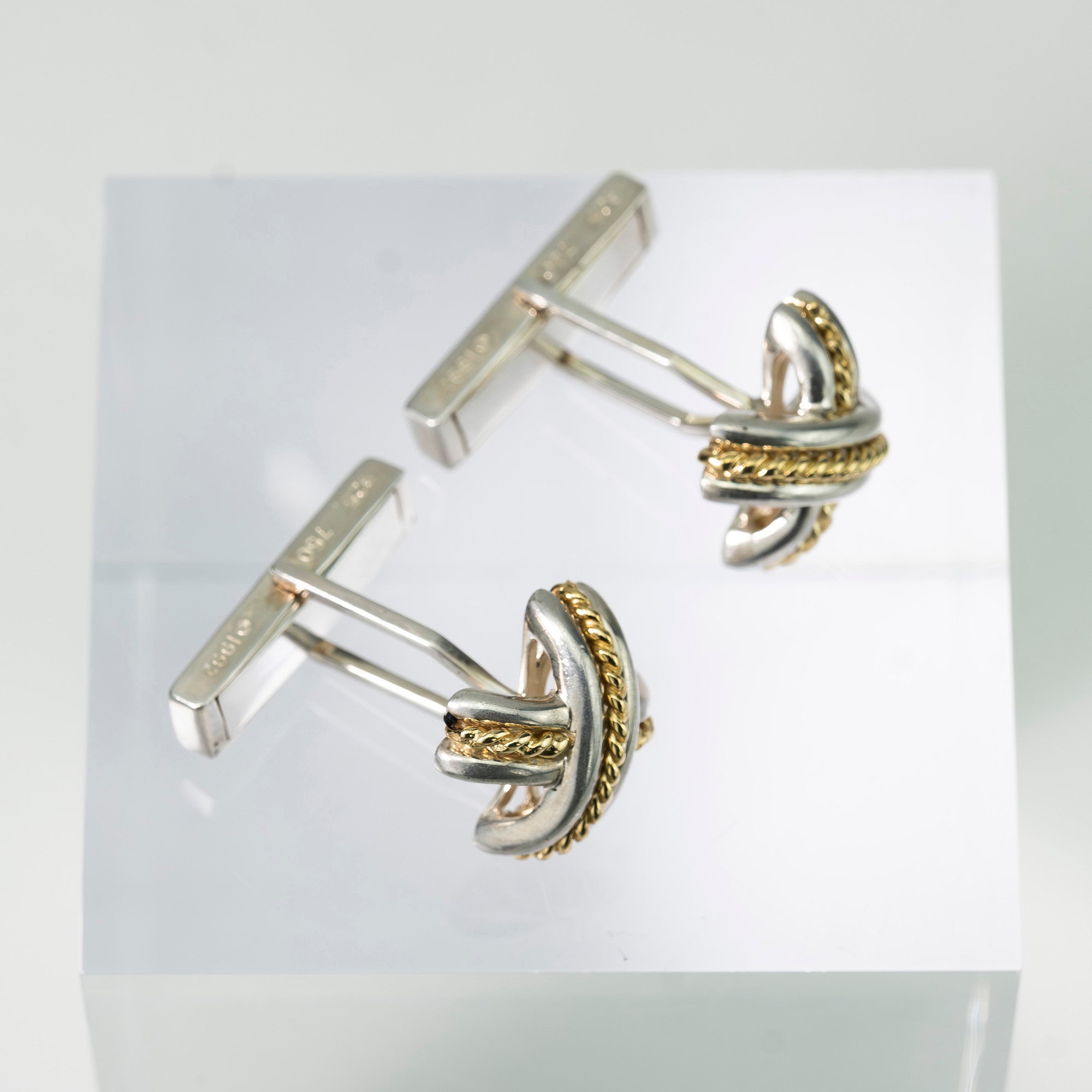 ティファニー TIFFANY & Co. シグネチャー カフス SV925 K18 コンビ クロスデザイン シルバー ゴールド メンズ アクセサリー