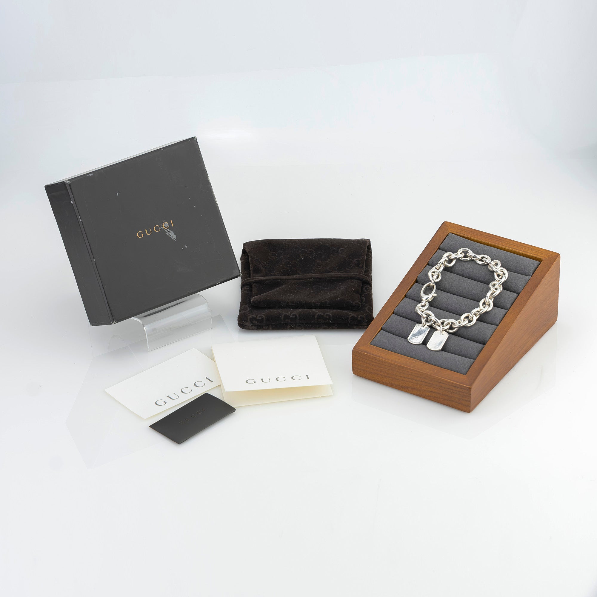 グッチ GUCCI ドッグタグ ブレスレット シルバー925 オーバルリンクチェーン ミリタリーモチーフ メンズアクセサリー【箱・保存袋付】