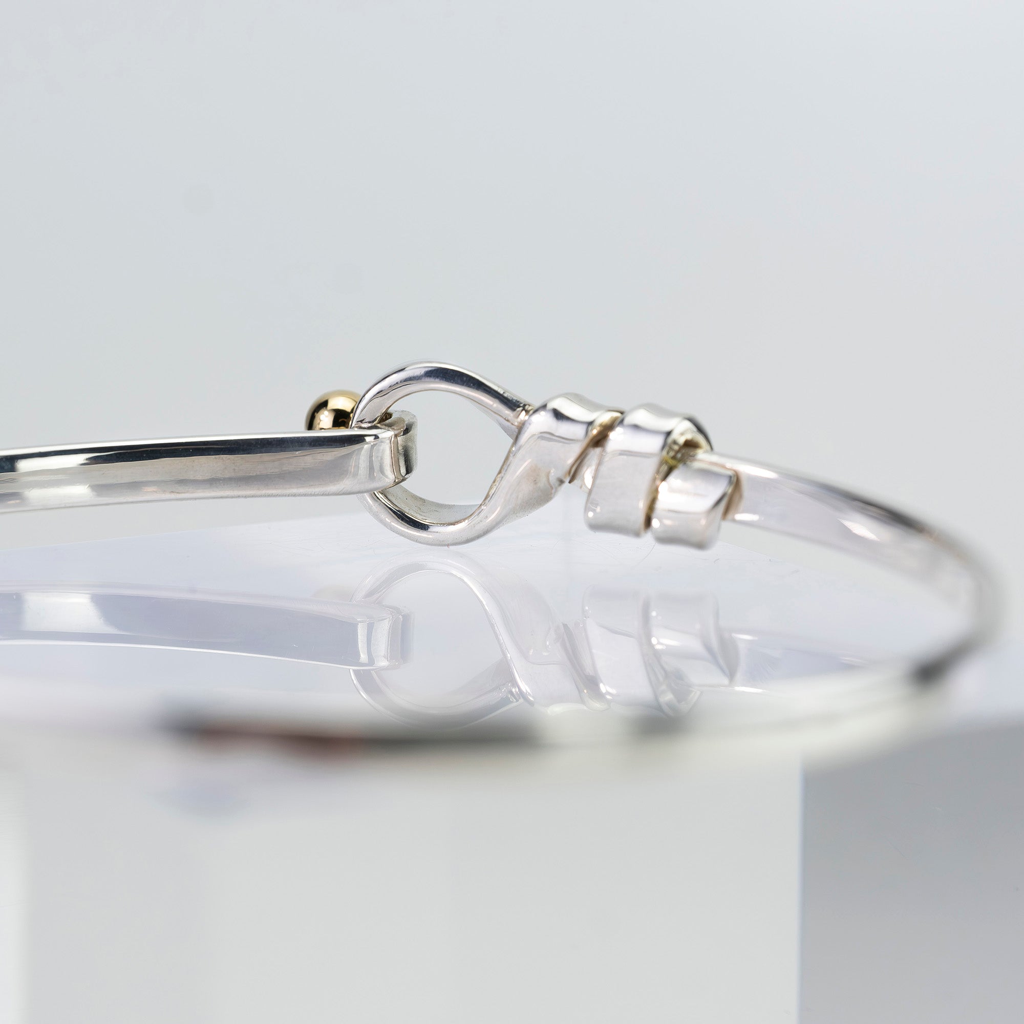 Tiffany & Co. Hook & Eye Love Knot Bangle Silver Gold Combo 925 750 [with Box]