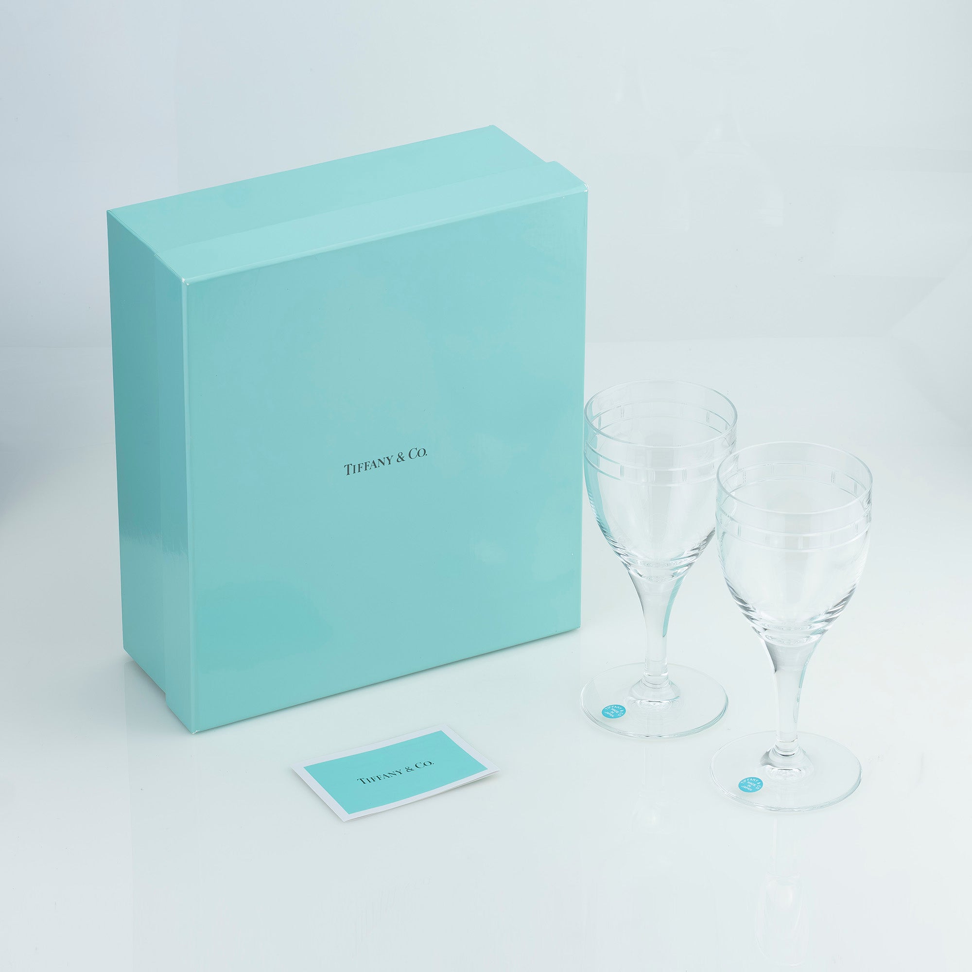 ティファニー TIFFANY&Co. アトラス ペア ワイングラス クリスタル ローマンインデックス シンプルモダン 美品 【箱付】(2)