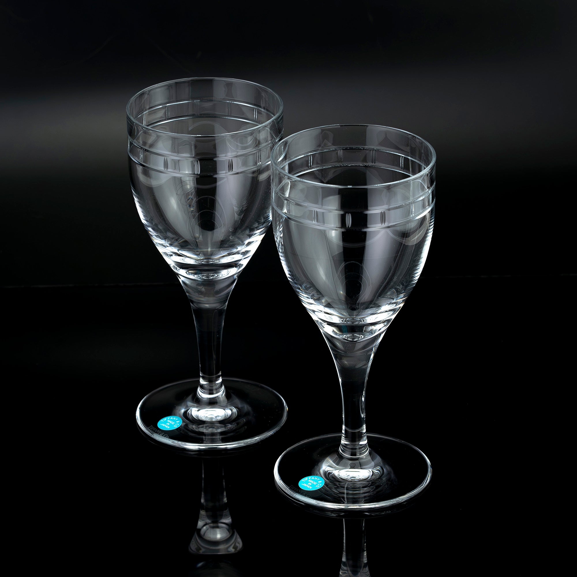 ティファニー TIFFANY&Co. アトラス ペア ワイングラス クリスタル ローマンインデックス シンプルモダン 美品 【箱付】(2)