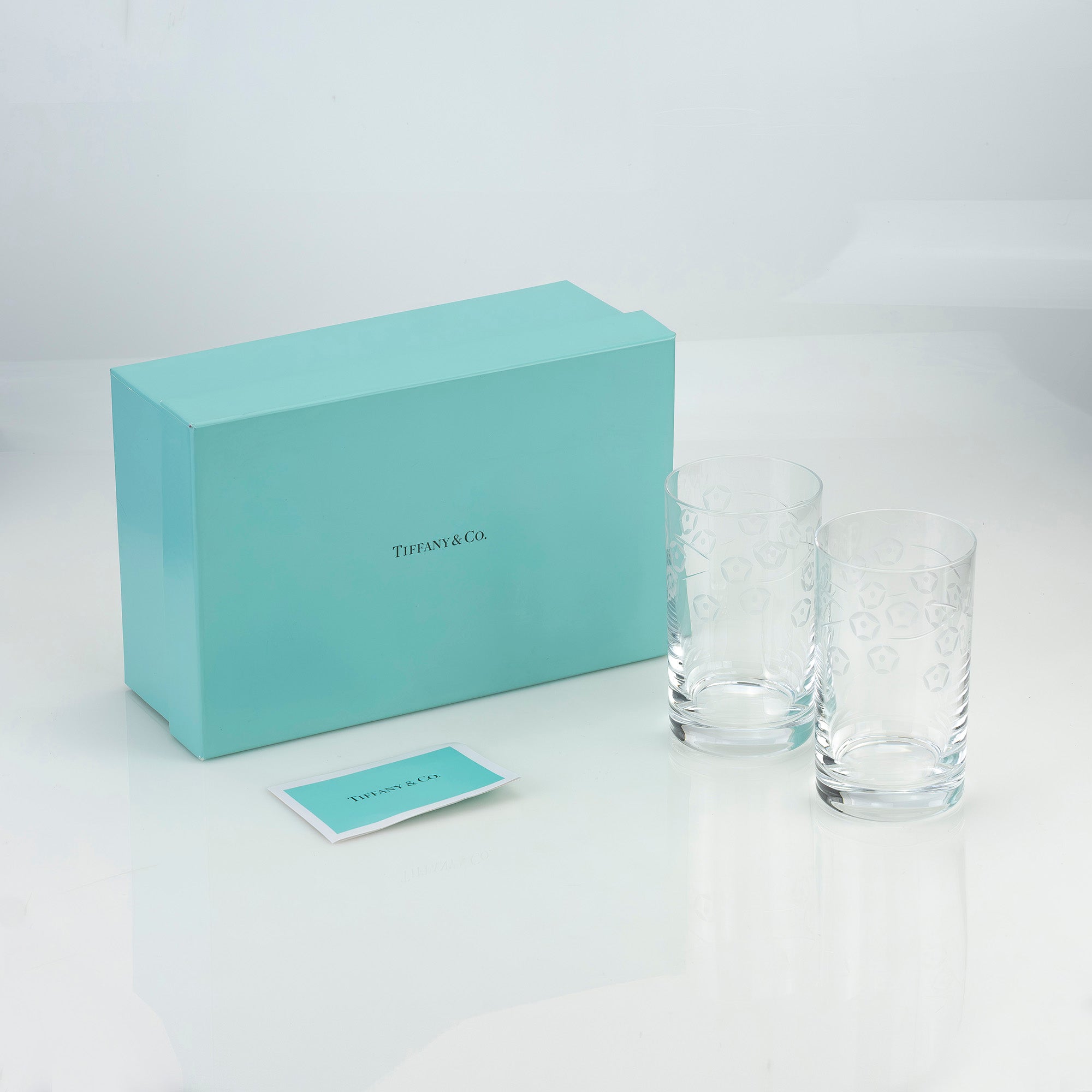 ティファニー TIFFANY＆Co. 朝顔 ASAGAO エッチング タンブラー ペア クリスタルガラス ハイボールグラス【箱付】