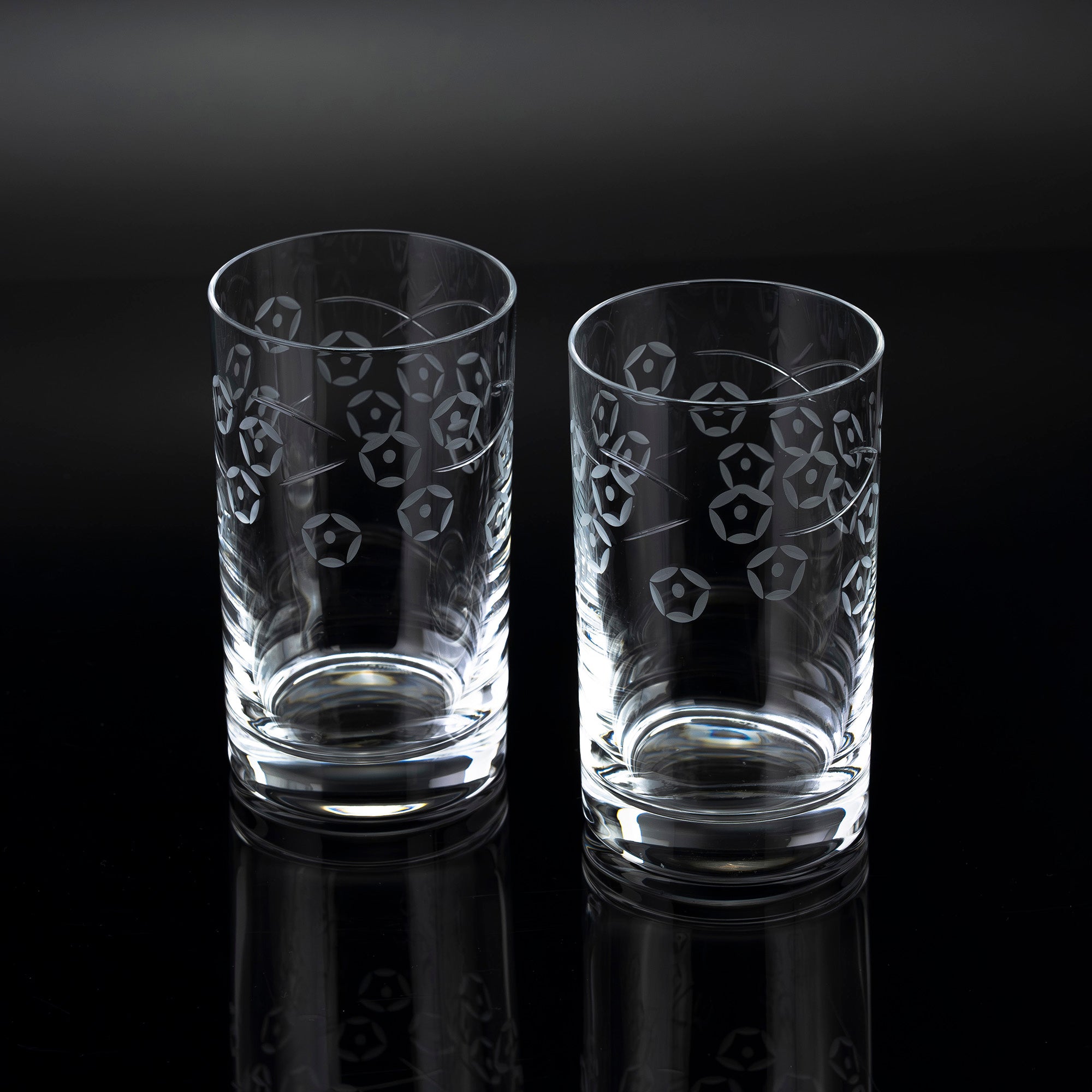 ティファニー TIFFANY＆Co. 朝顔 ASAGAO エッチング タンブラー ペア クリスタルガラス ハイボールグラス【箱付】