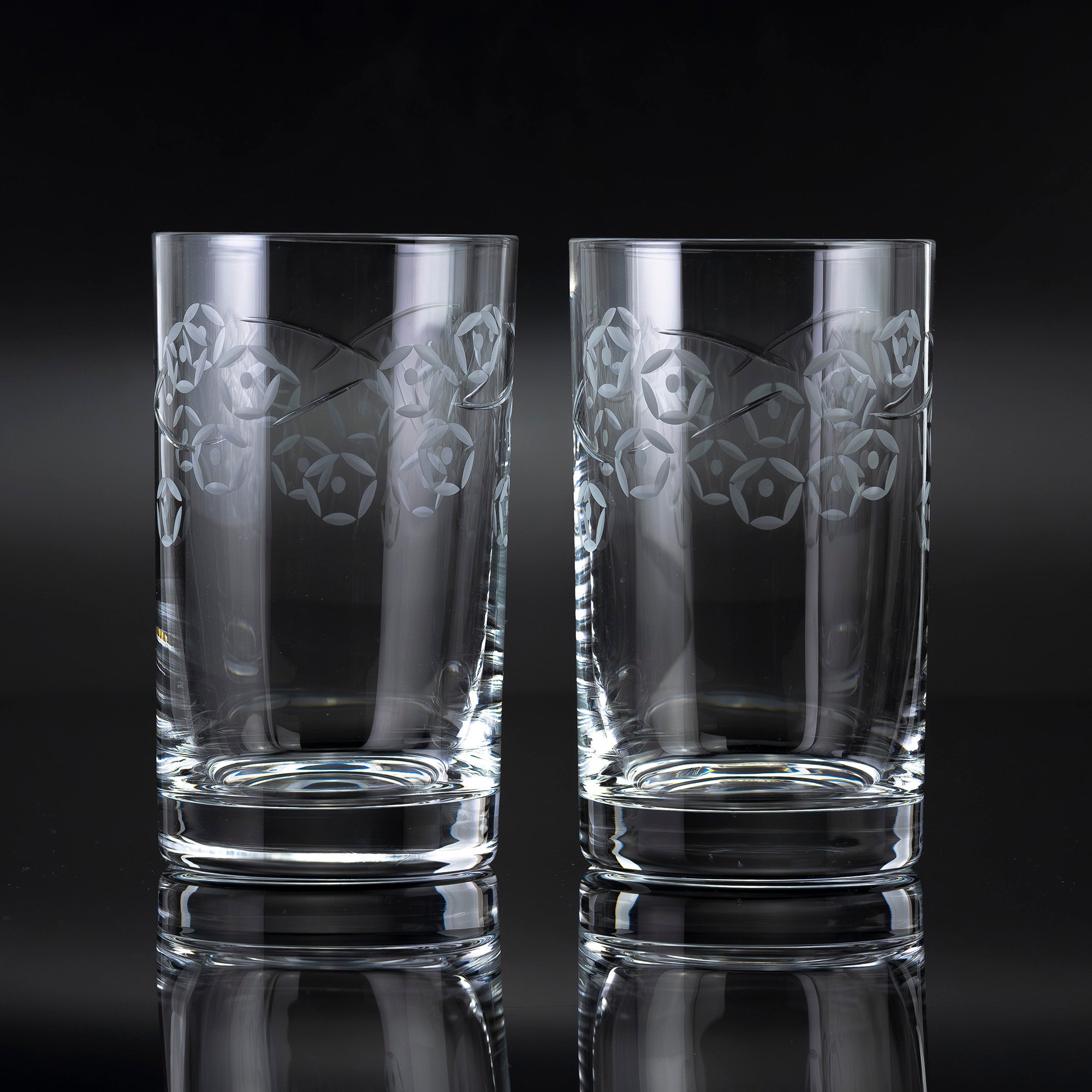 ティファニー TIFFANY＆Co. 朝顔 ASAGAO エッチング タンブラー ペア クリスタルガラス ハイボールグラス【箱付】
