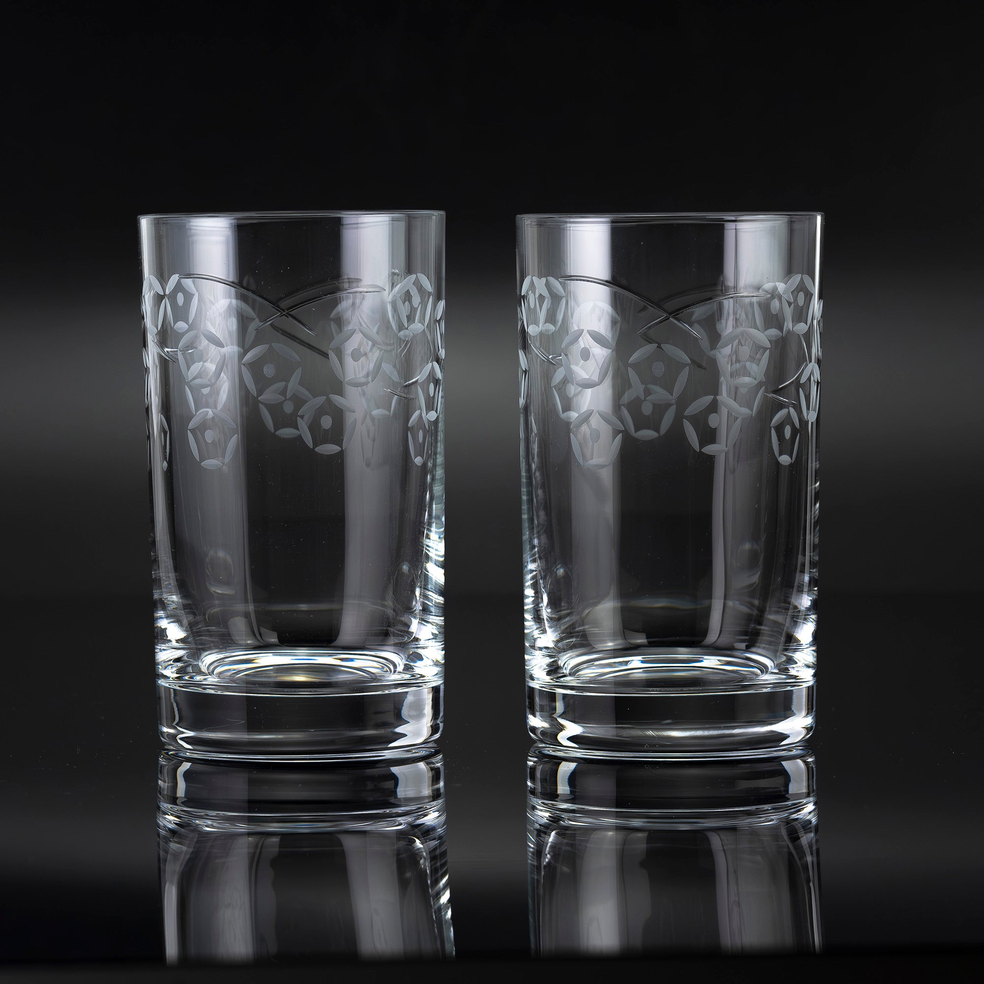 ティファニー TIFFANY＆Co. 朝顔 ASAGAO エッチング タンブラー ペア クリスタルガラス ハイボールグラス【箱付】