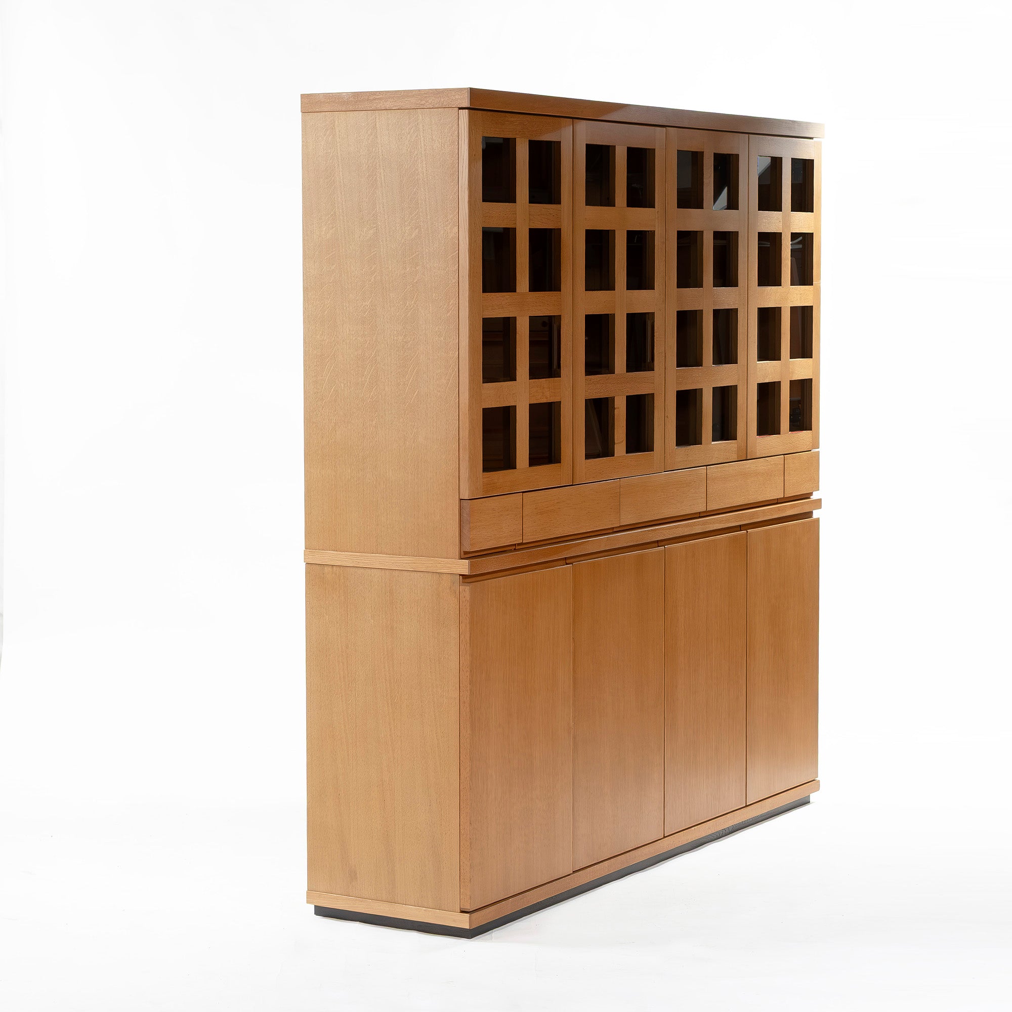 Kashiwa Woodwork KASHIWA China Cabinet, Kitchen Board, 170cm Wide, Oak Wood, Lattice Glass, Hida Japanese Furniture, Large Capacity, Japanese Modern, Natural Modern, Nordic, Living Room Storage
