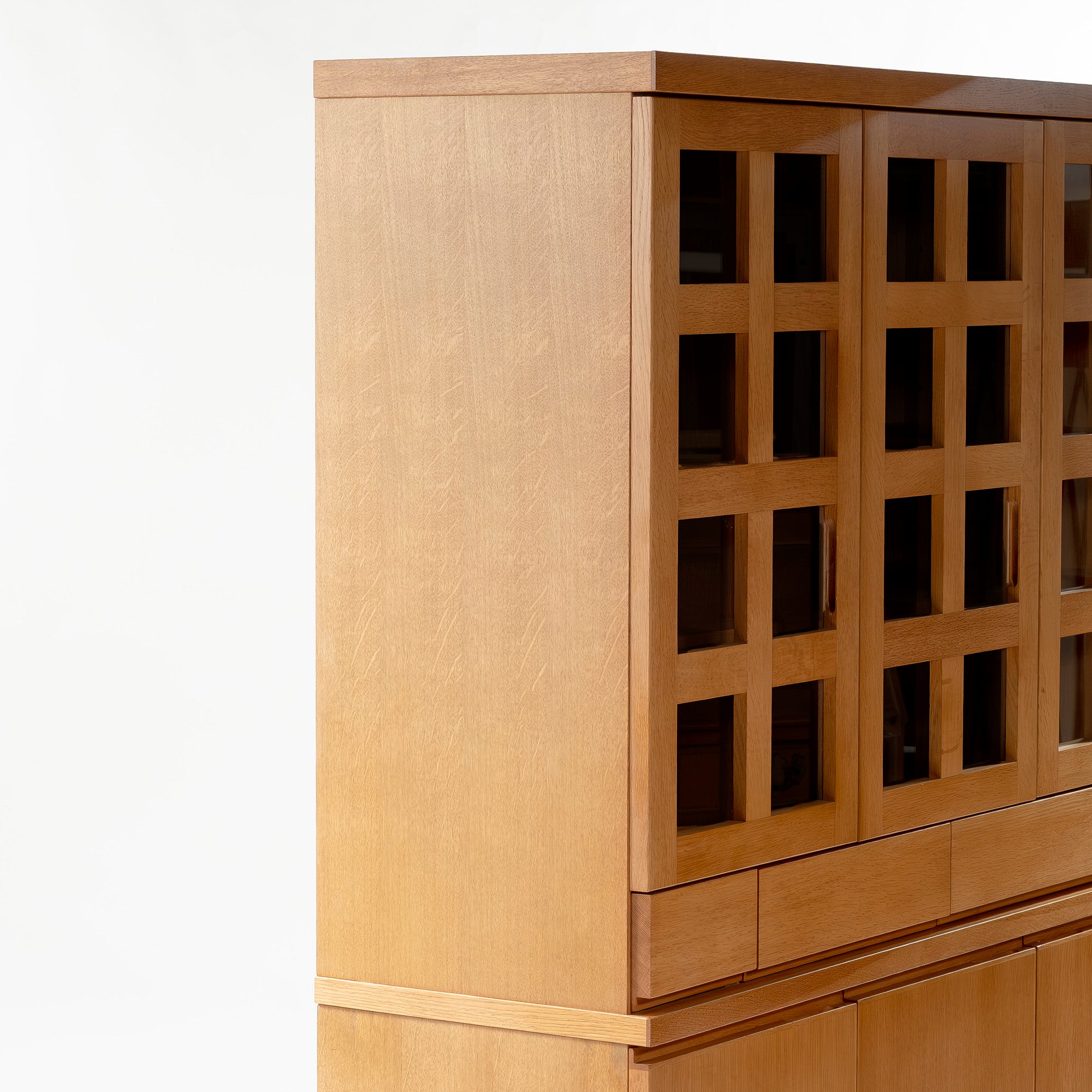 Kashiwa Woodwork KASHIWA China Cabinet, Kitchen Board, 170cm Wide, Oak Wood, Lattice Glass, Hida Japanese Furniture, Large Capacity, Japanese Modern, Natural Modern, Nordic, Living Room Storage