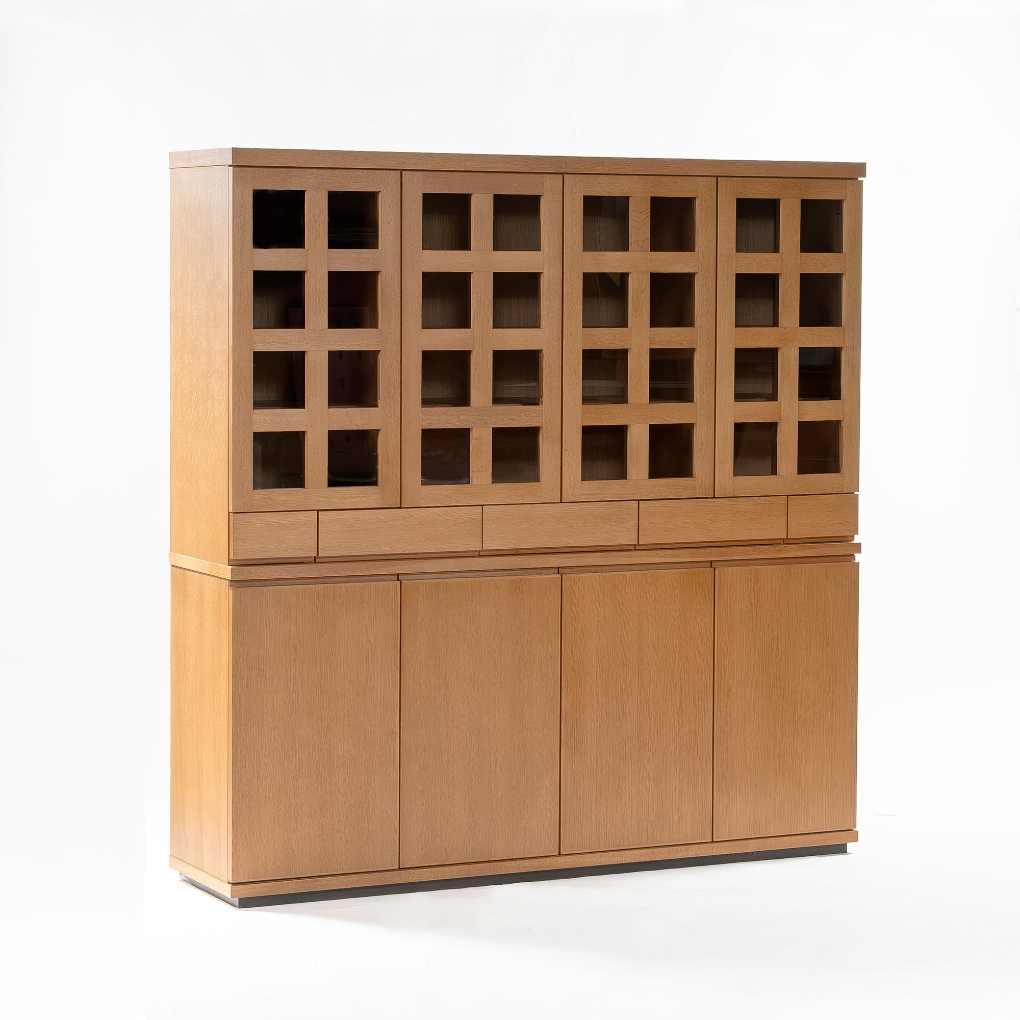 Kashiwa Woodwork KASHIWA China Cabinet, Kitchen Board, 170cm Wide, Oak Wood, Lattice Glass, Hida Japanese Furniture, Large Capacity, Japanese Modern, Natural Modern, Nordic, Living Room Storage