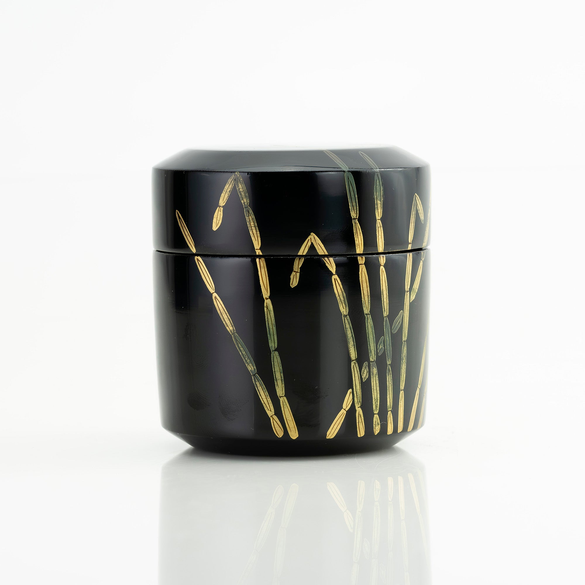 斎藤宗甫作 棗 木賊蒔絵 黒漆 共箱 茶道具 作家物 蒔絵 漆芸 抹茶器 わび意匠 茶器 美品