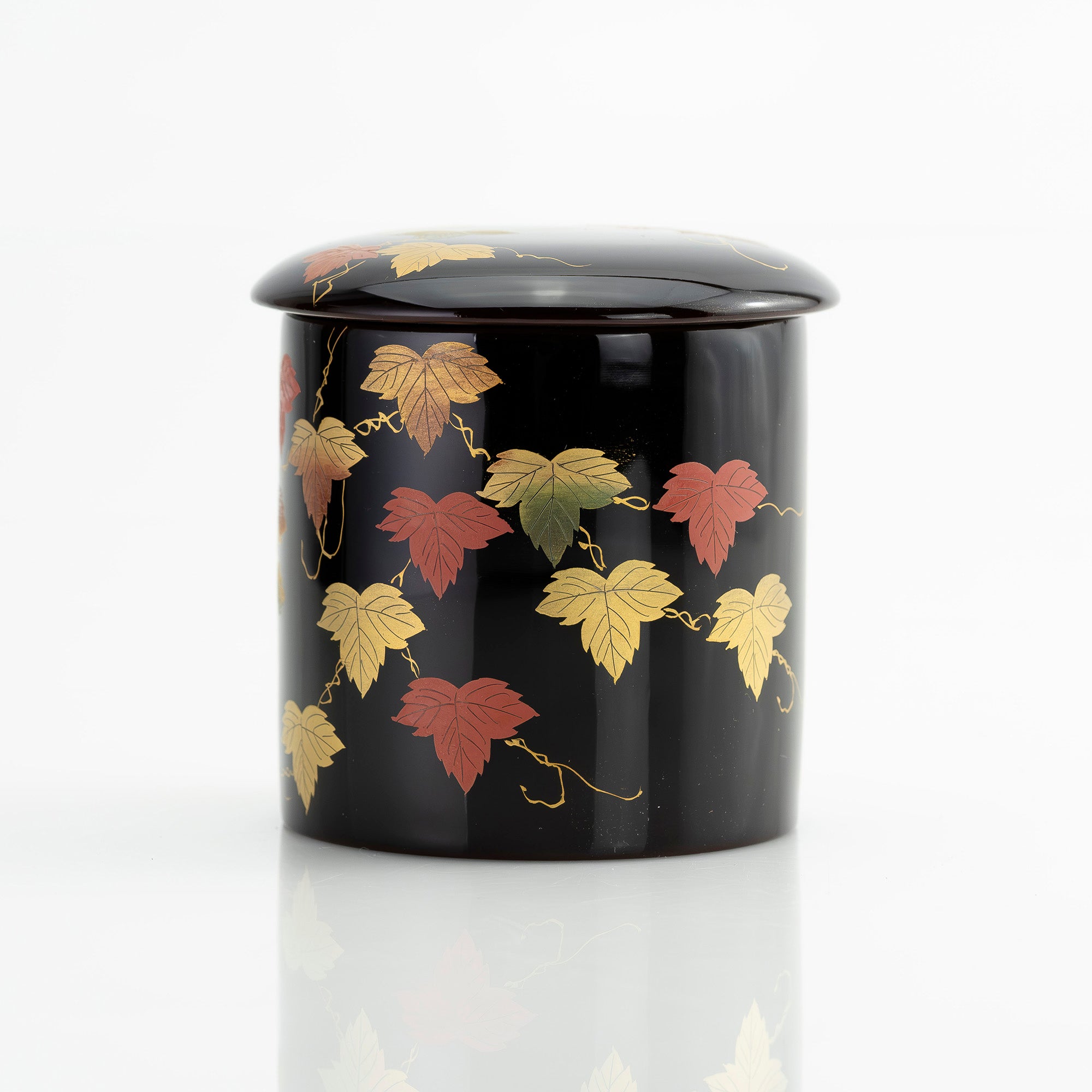斎藤宗甫作 棗 蔦蒔絵 黒漆 共箱 茶道具 中棗 作家物 蒔絵 茶器 漆芸 抹茶器 秋草文様 伝統工芸品 美品