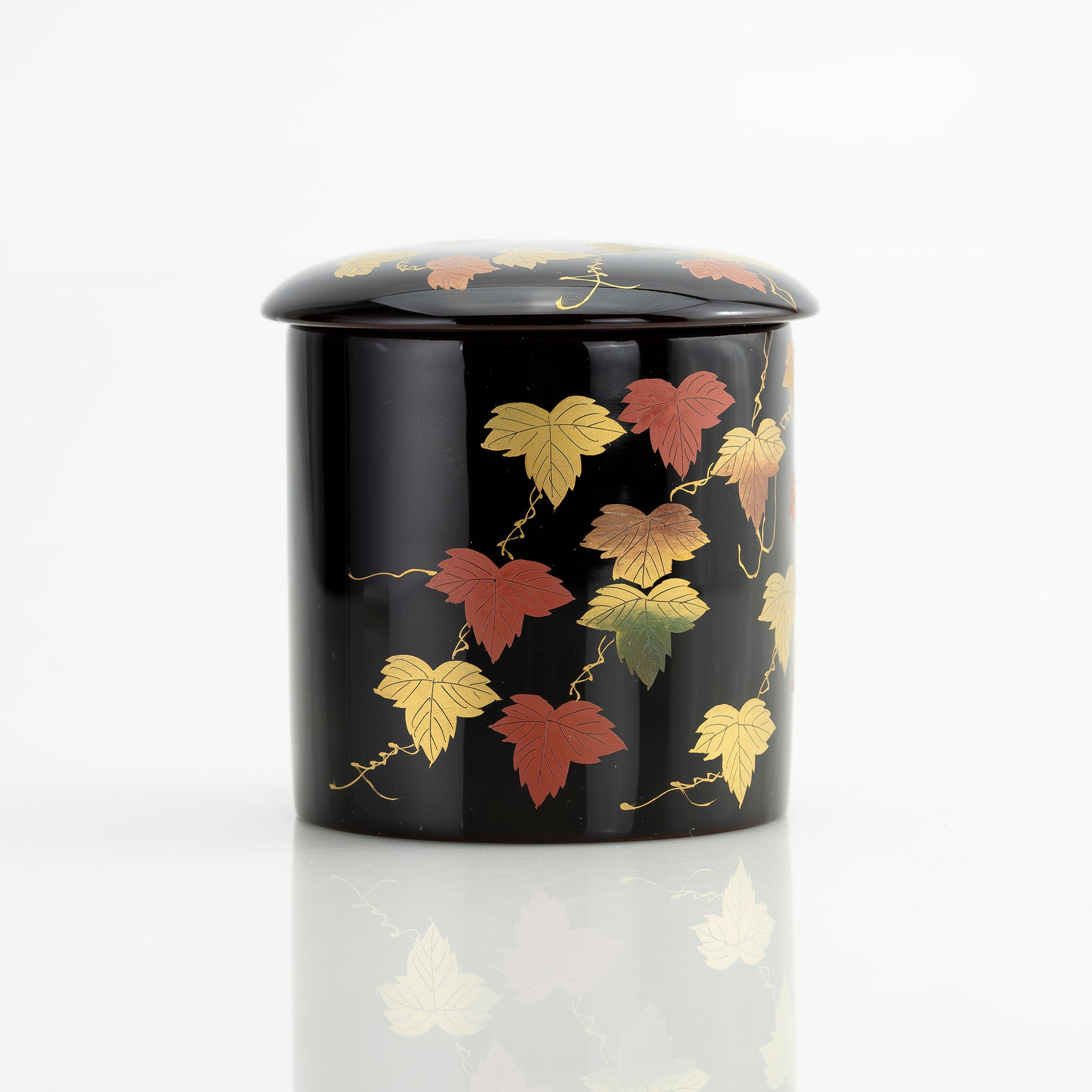 斎藤宗甫作 棗 蔦蒔絵 黒漆 共箱 茶道具 中棗 作家物 蒔絵 茶器 漆芸 抹茶器 秋草文様 伝統工芸品 美品