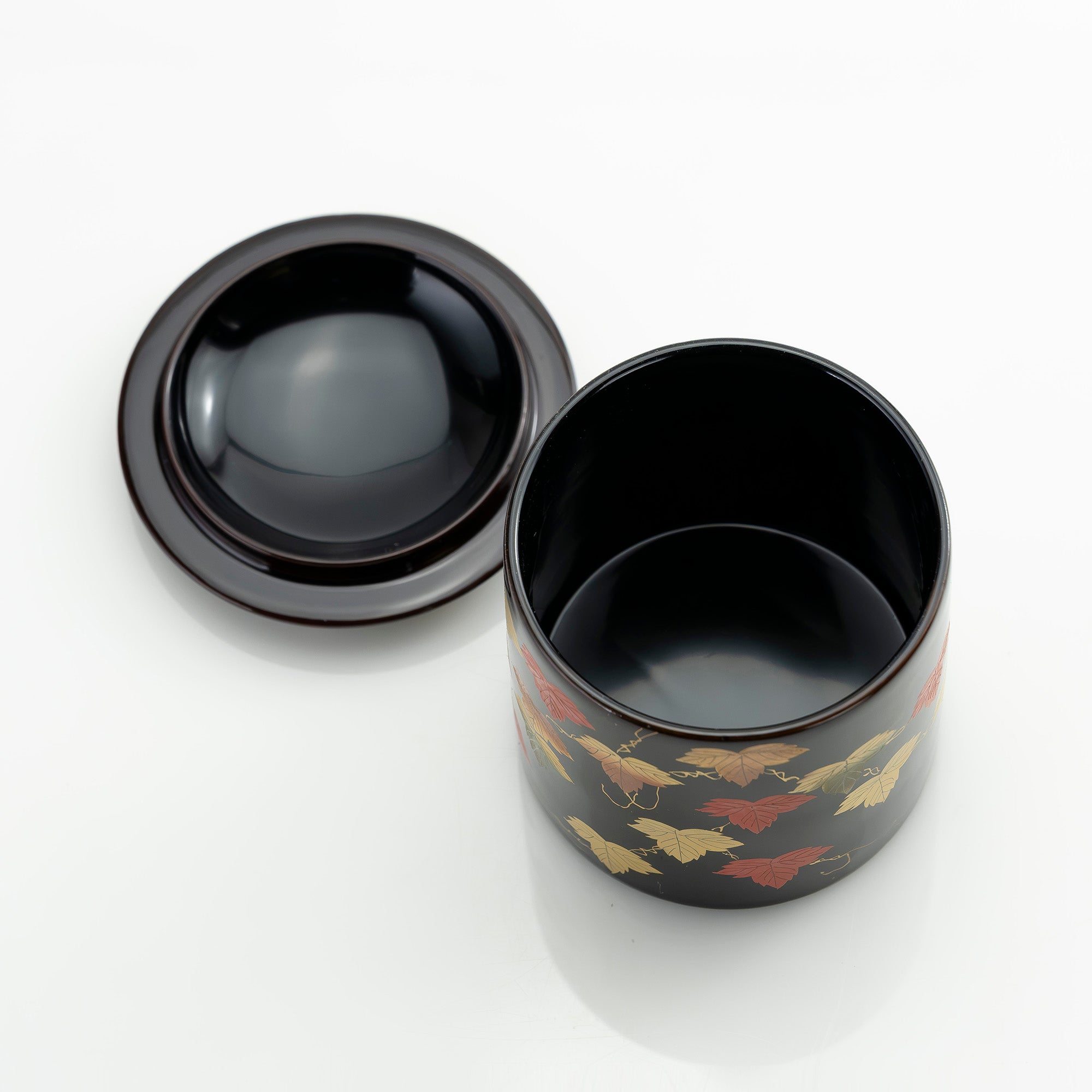 斎藤宗甫作 棗 蔦蒔絵 黒漆 共箱 茶道具 中棗 作家物 蒔絵 茶器 漆芸 抹茶器 秋草文様 伝統工芸品 美品