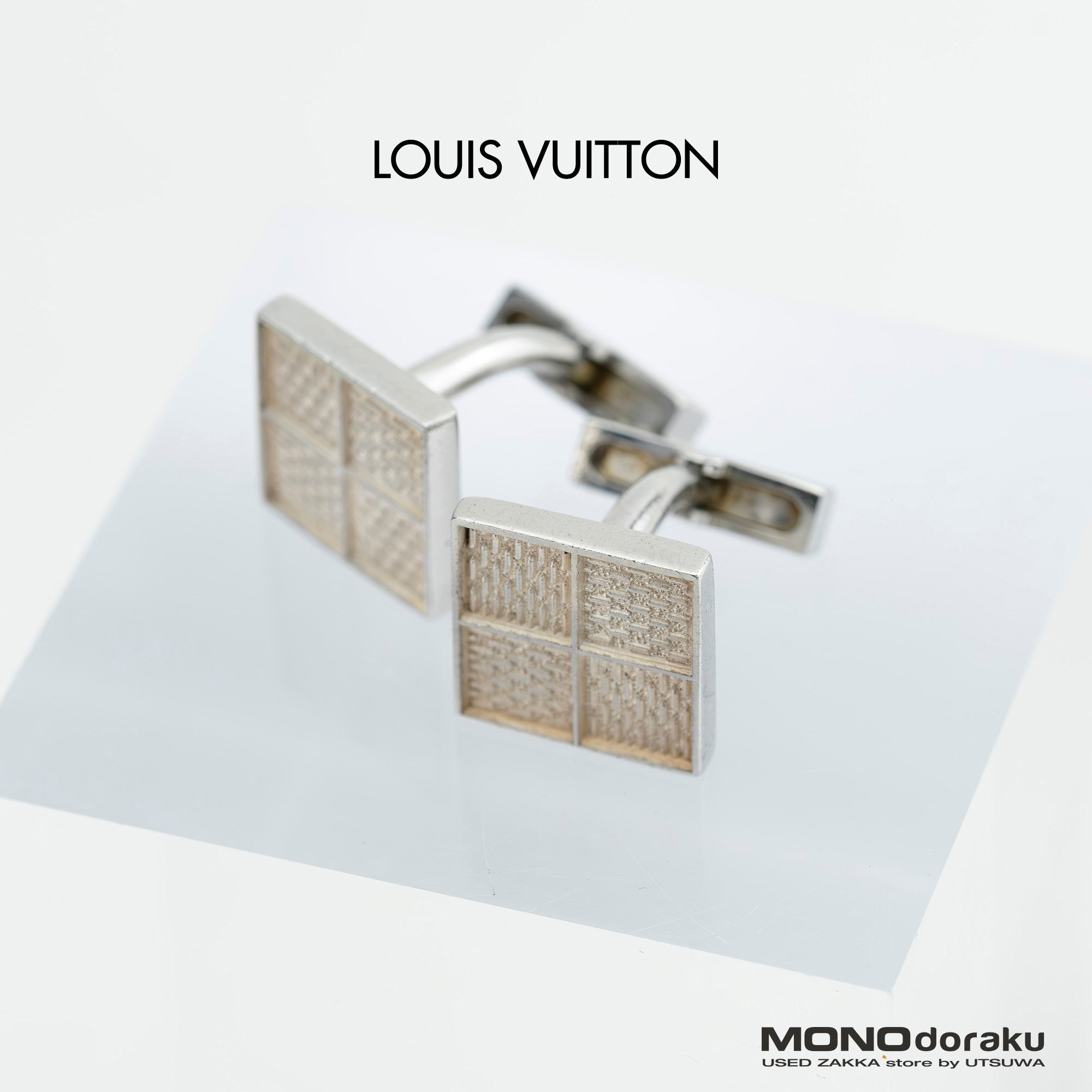 ルイ・ヴィトン LOUIS VUITTON カフス ダミエ調 4ブロック シルバー925