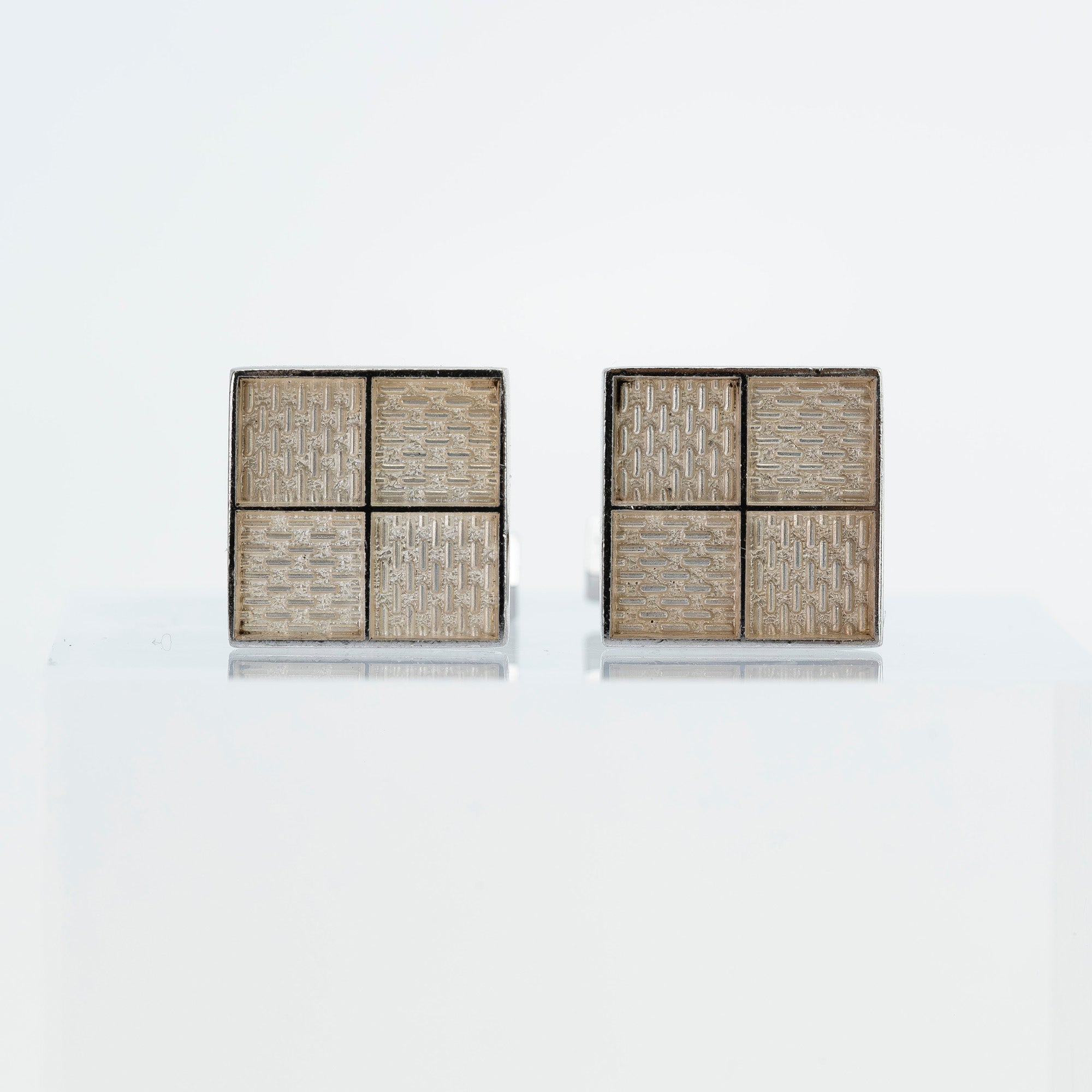 ルイ・ヴィトン LOUIS VUITTON カフス ダミエ調 4ブロック シルバー925 ヴィンテージ フランス製 メンズ アクセサリー ブランド小物