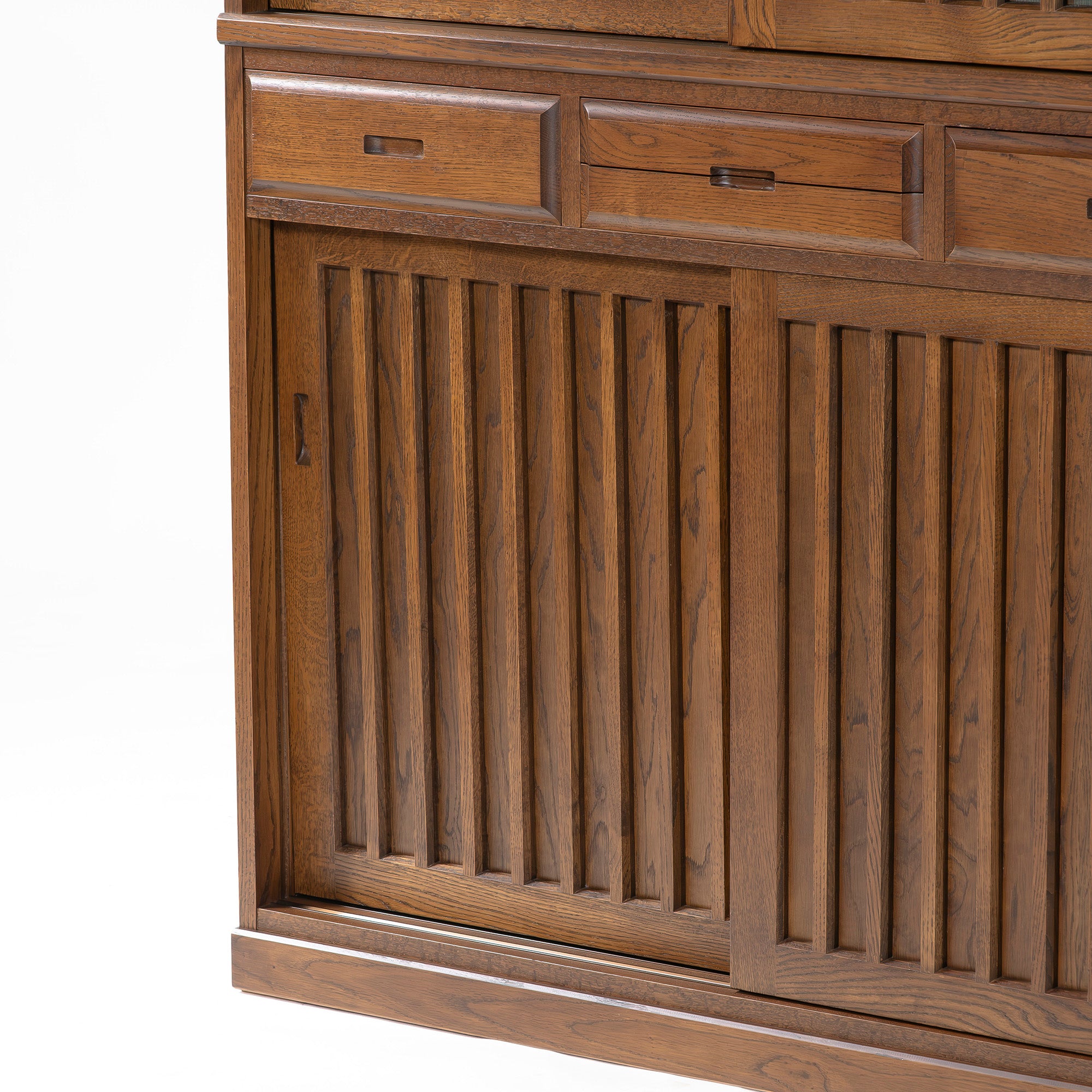 食器棚 旭川家具 クリエイトファニチャー CREATE FURNITURE 旭 水屋箪笥 ナラ材 オーク材 幅120 キッチンボード ダイニングボード 和モダン