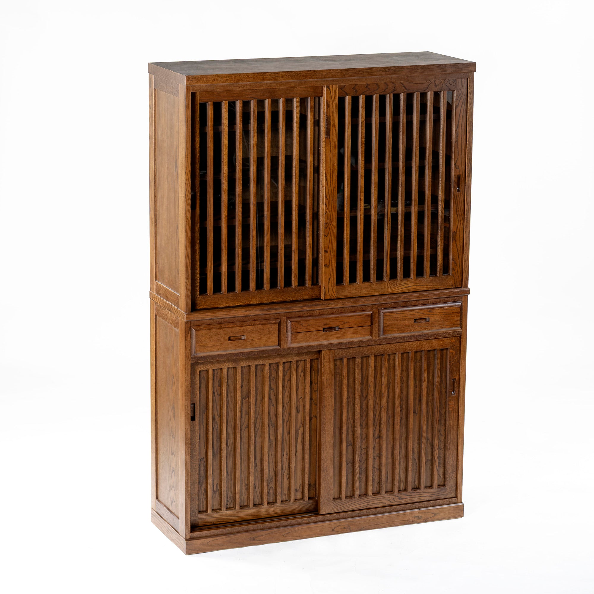 食器棚 旭川家具 クリエイトファニチャー CREATE FURNITURE 旭 水屋箪笥 ナラ材 オーク材 幅120 キッチンボード ダイニングボード 和モダン