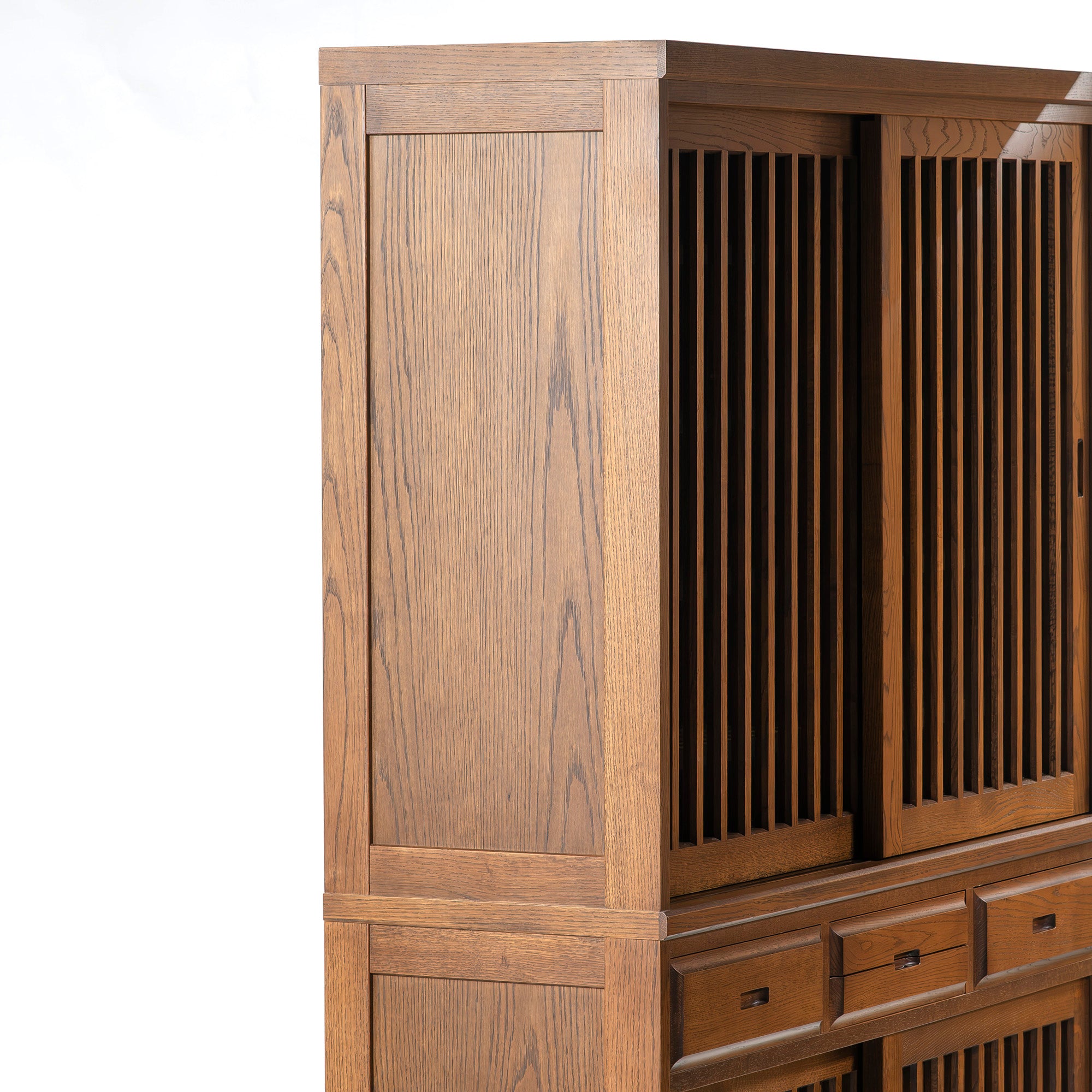 食器棚 旭川家具 クリエイトファニチャー CREATE FURNITURE 旭 水屋箪笥 ナラ材 オーク材 幅120 キッチンボード ダイニングボード 和モダン