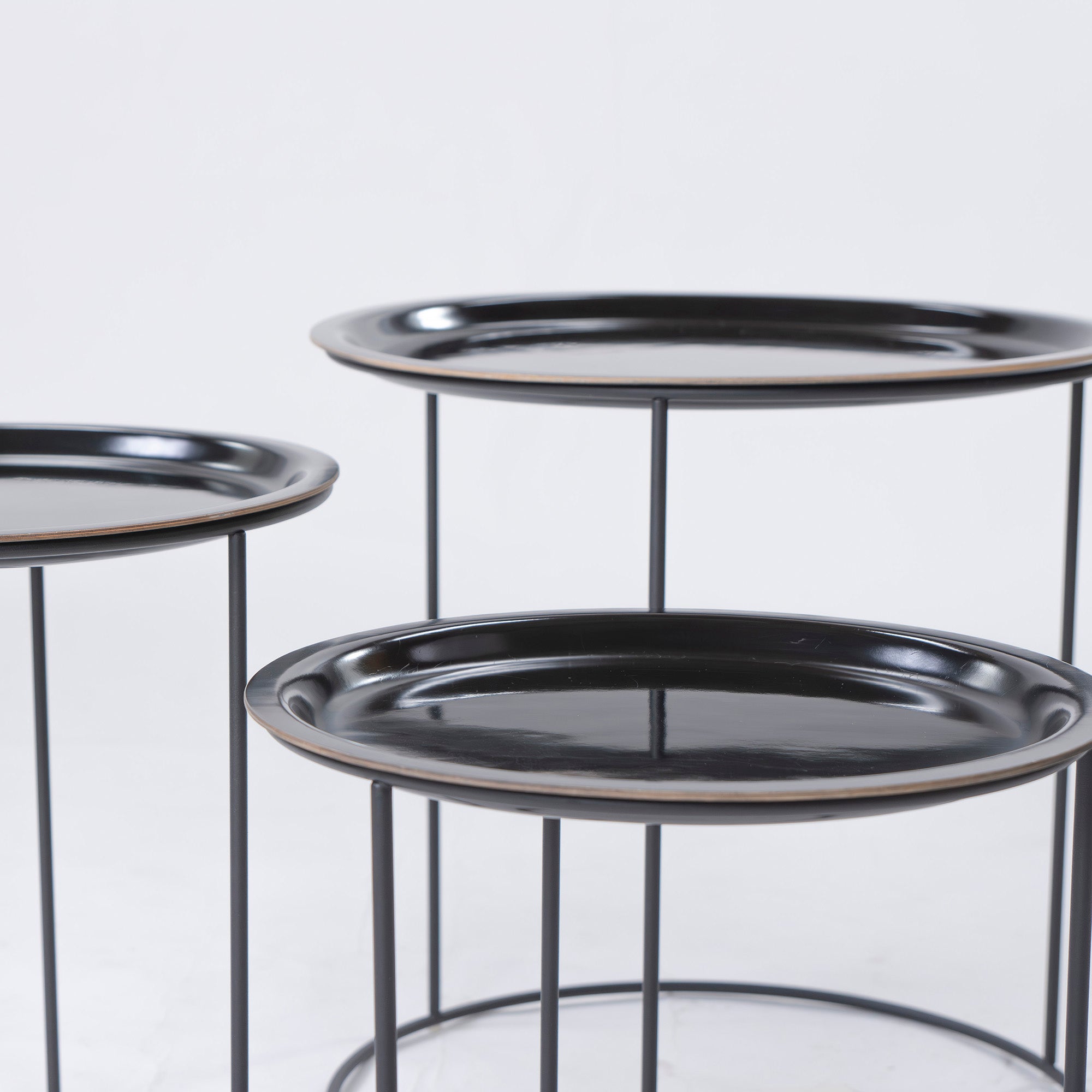 BoConcept Cartagena ネストテーブル 3点セット ブラックラッカー スチール 円形