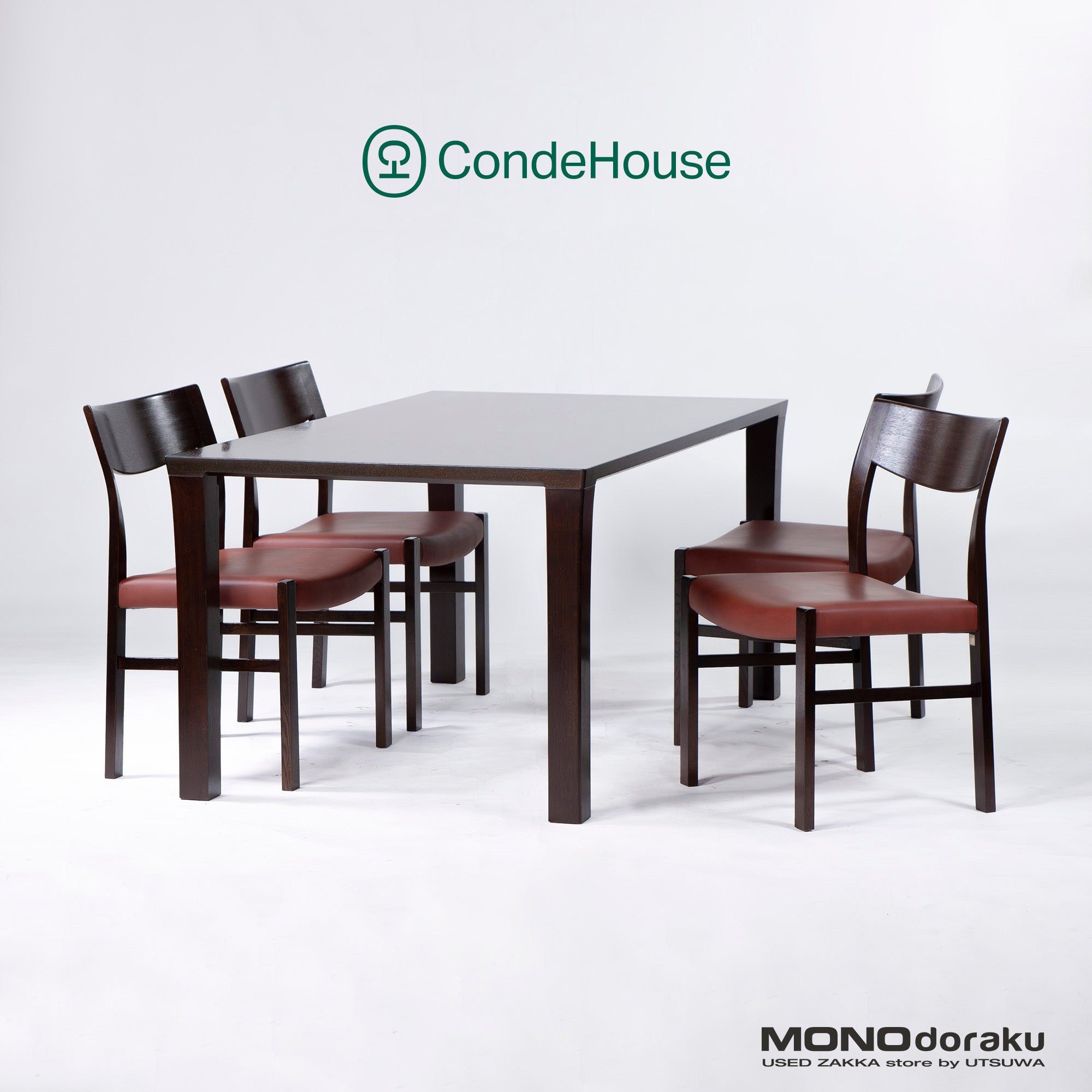 ◆東京都内限定配送◆CondeHouse LEGGERO ダイニング5点セット サイドチェア4脚 ダイニングテーブル タモ材 PUレザー