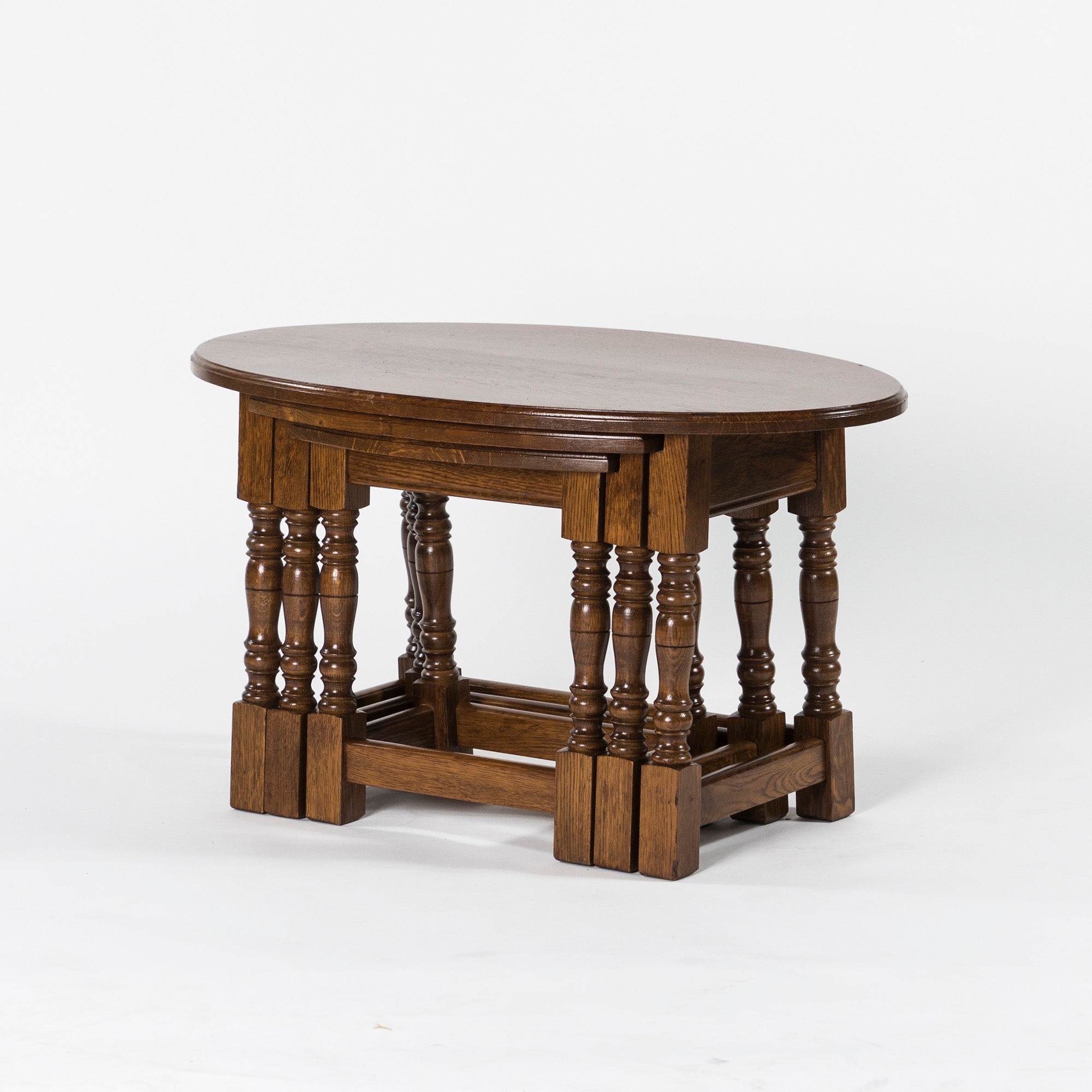 Lloyd's Antiques/ロイズアンティークス アンティークリプロダクション オーバルネストテーブル オーク材 英国 クラシック