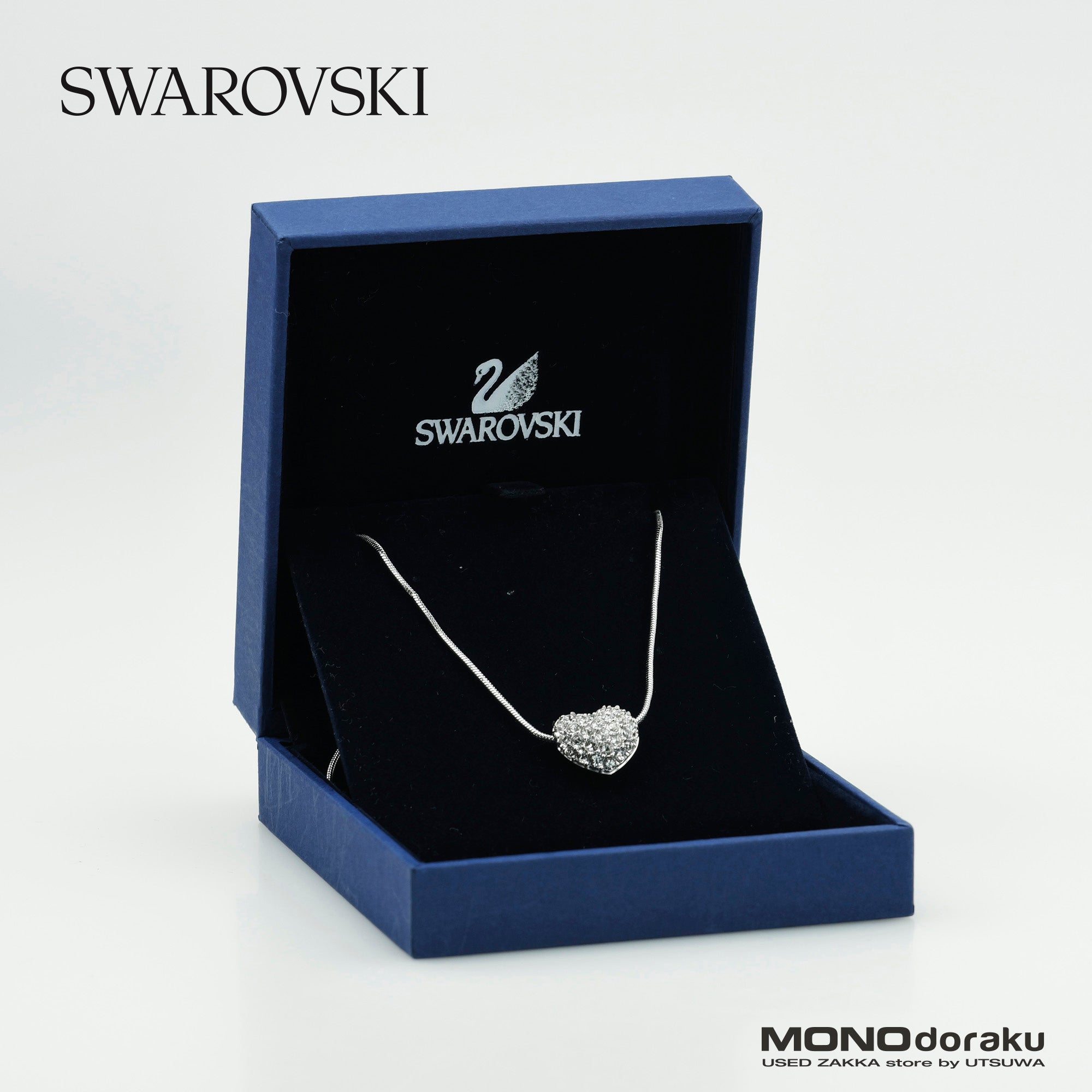 スワロフスキー SWAROVSKI ラインストーンネックレス ハートモチーフ リバーシブル