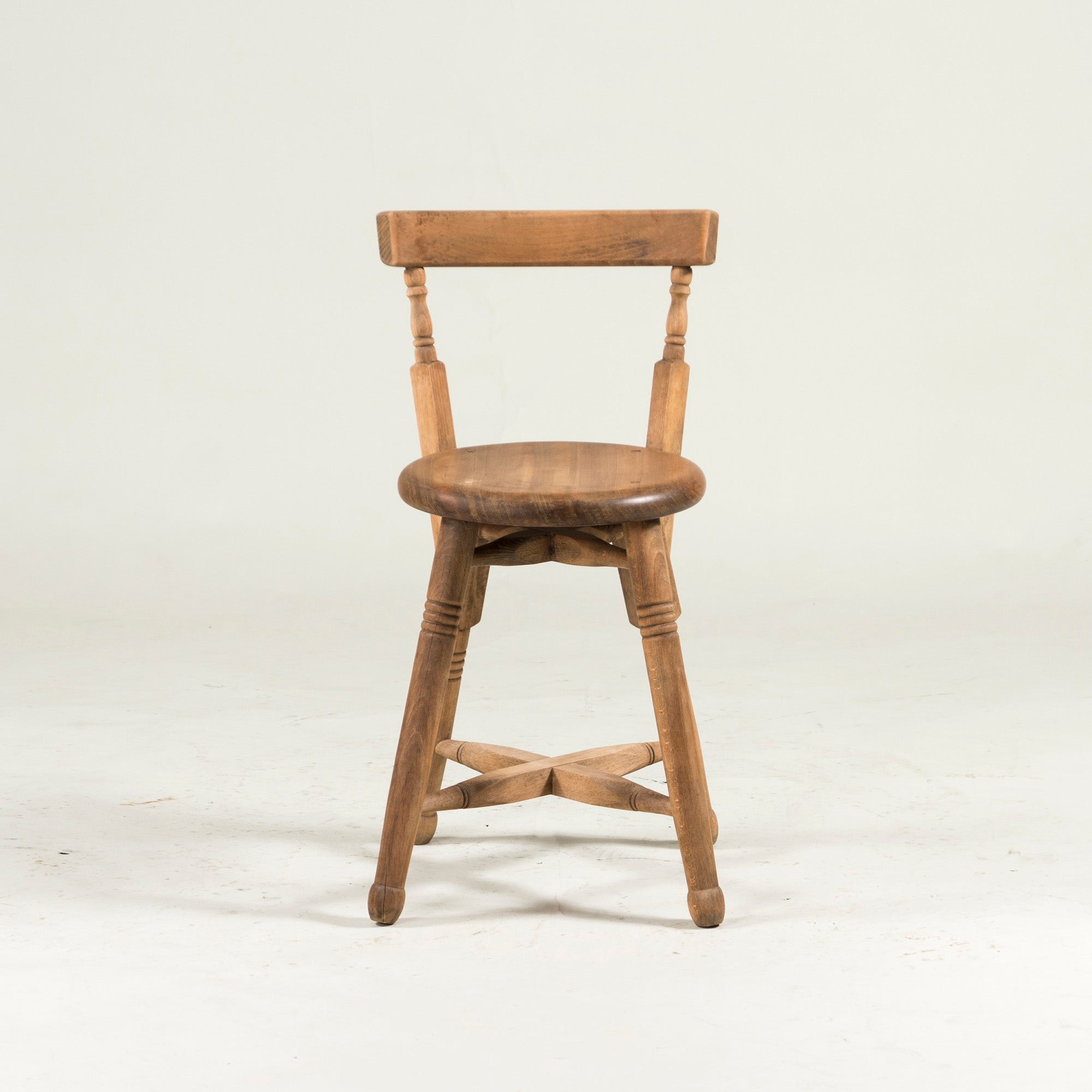 British antique kitchen chair, beech wood, solid wood, country, vintage, dining chair, round seat, bistro chair