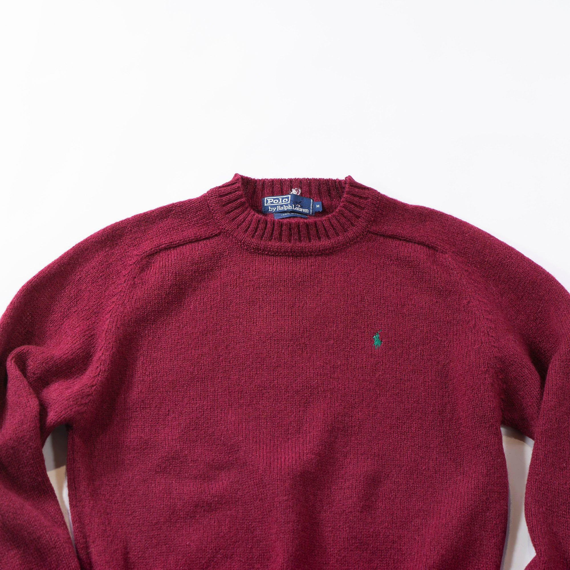 Polo Ralph Lauren Wool Knit Bordeaux Raglan Sleeve Sweater Top Pony Logo