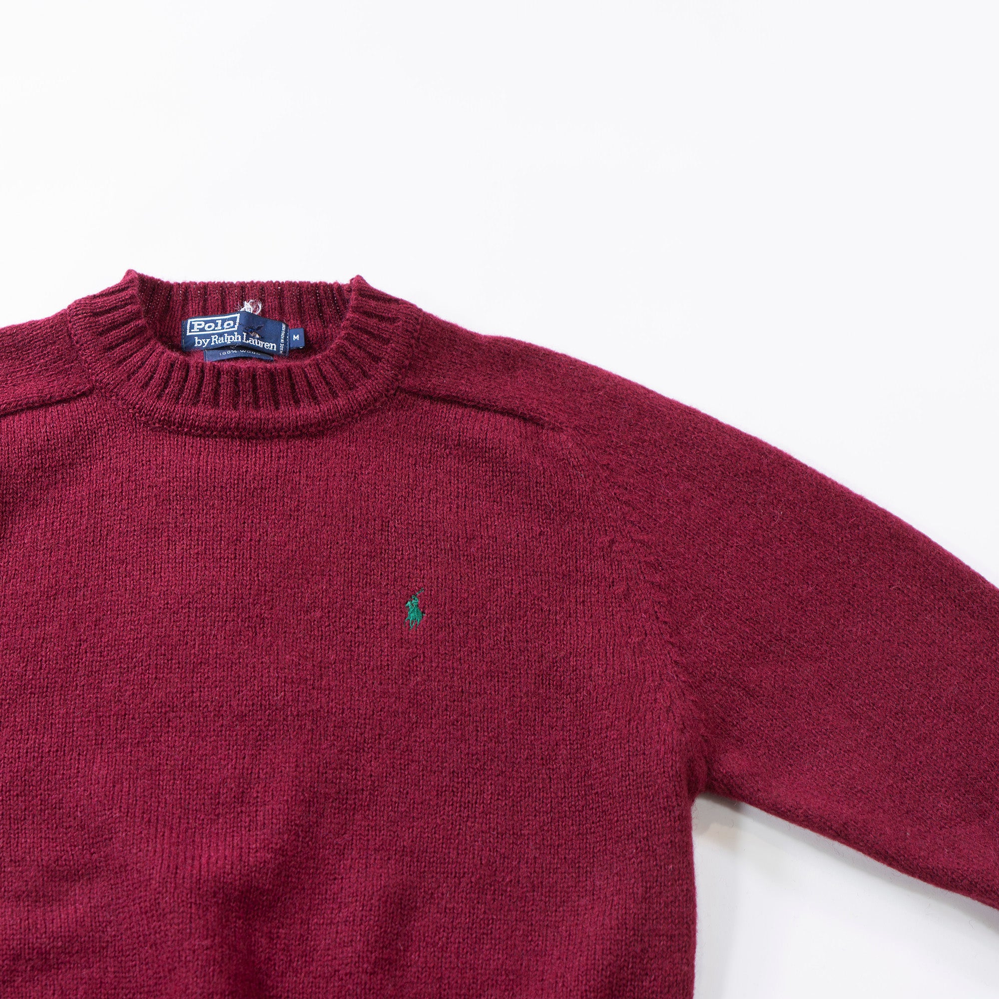 Polo Ralph Lauren Wool Knit Bordeaux Raglan Sleeve Sweater Top Pony Logo