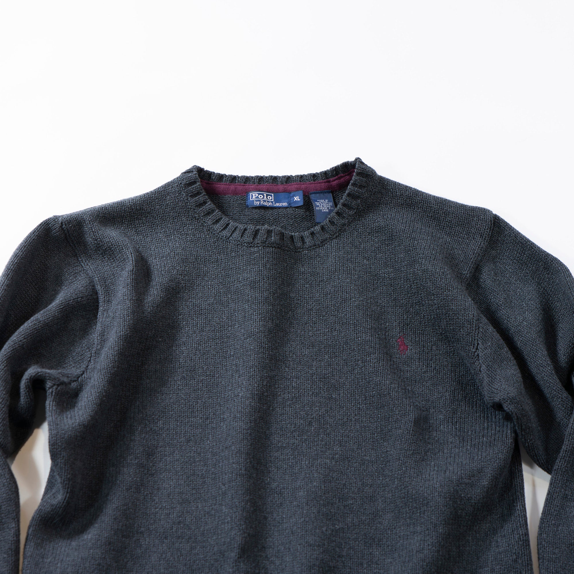 Polo Ralph Lauren knitted 100% cotton grey sweater top with pony logo