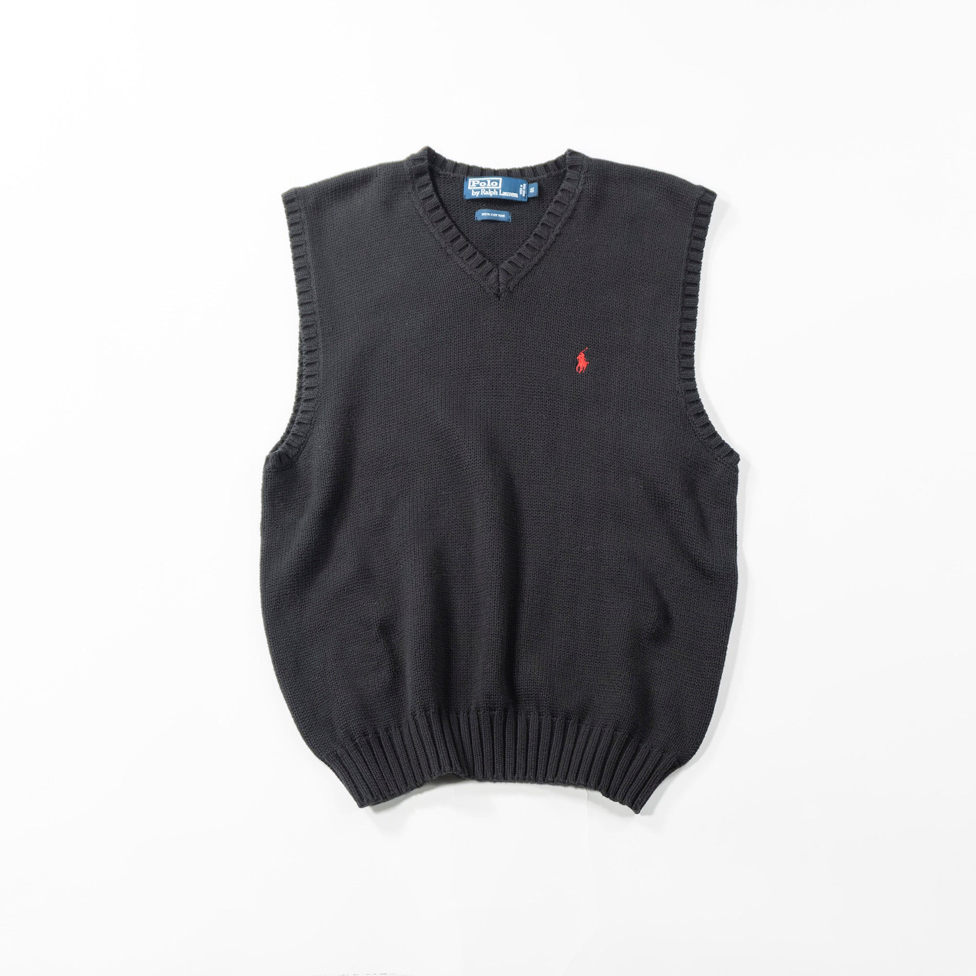 Polo Ralph Lauren knit vest, black, 100% cotton, sweater top, pony logo