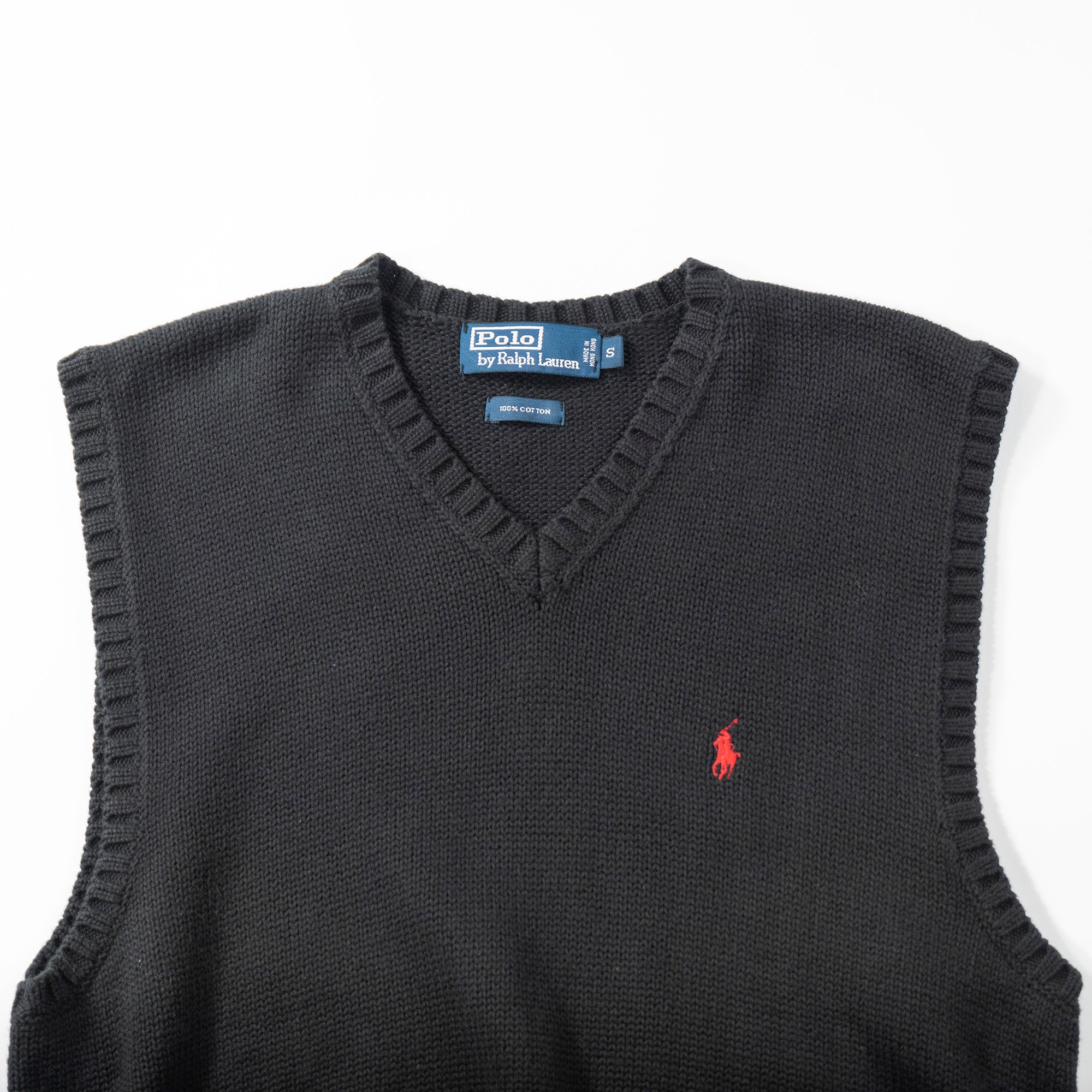 Polo Ralph Lauren knit vest, black, 100% cotton, sweater top, pony logo