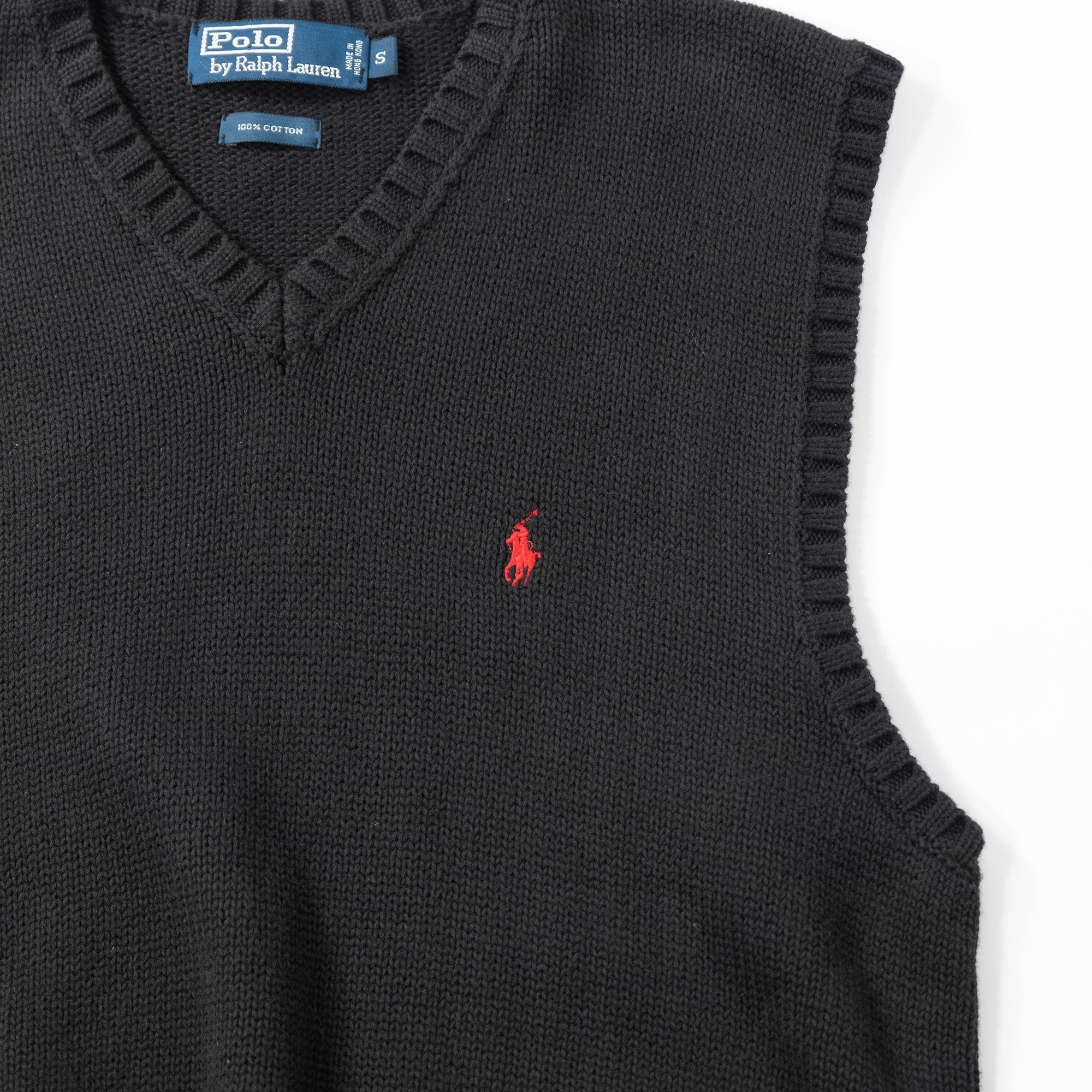 Polo Ralph Lauren knit vest, black, 100% cotton, sweater top, pony logo