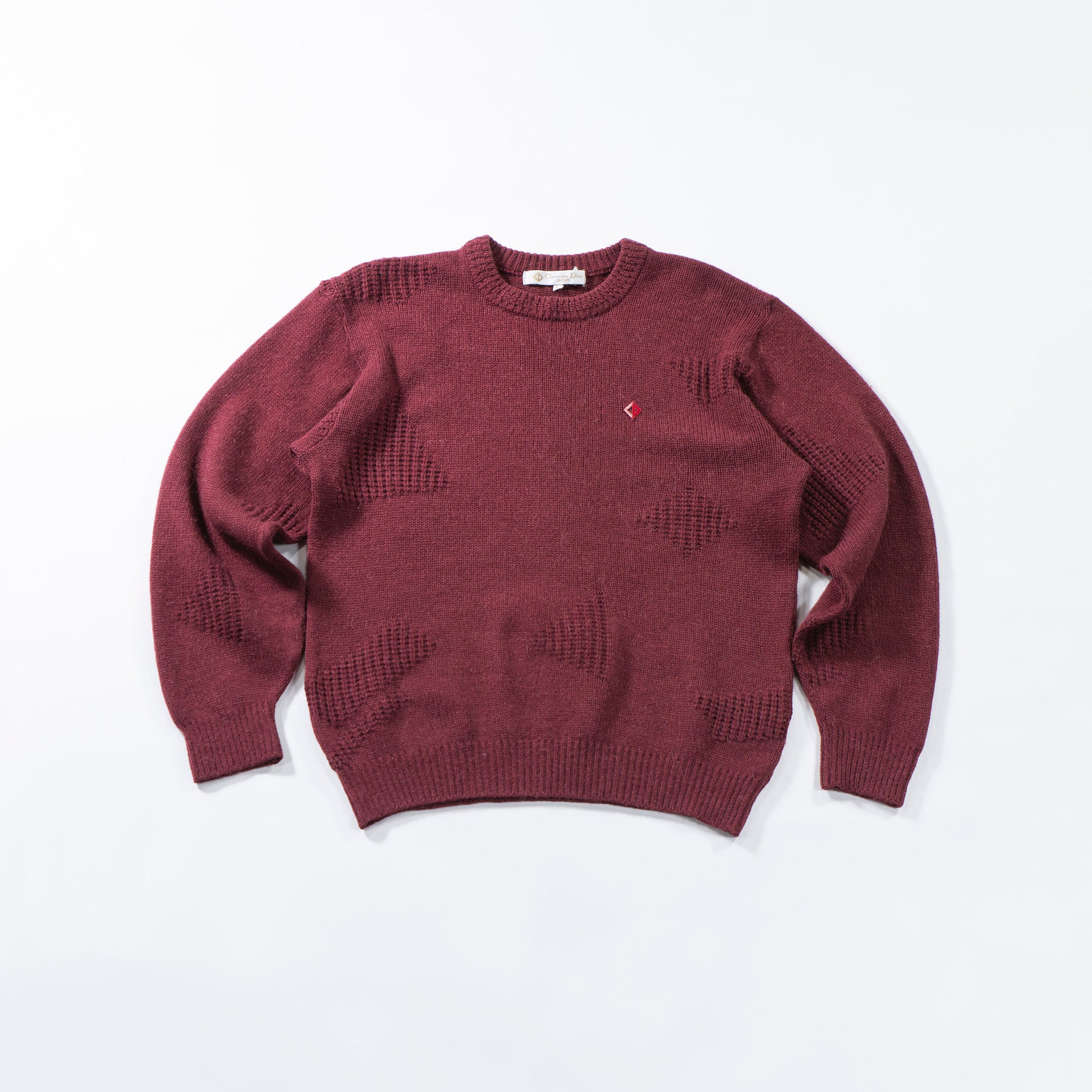 Christian Dior Christian Dior Sport Design Knit Bordeaux Burgundy Maroon 100% Wool Sweater Top