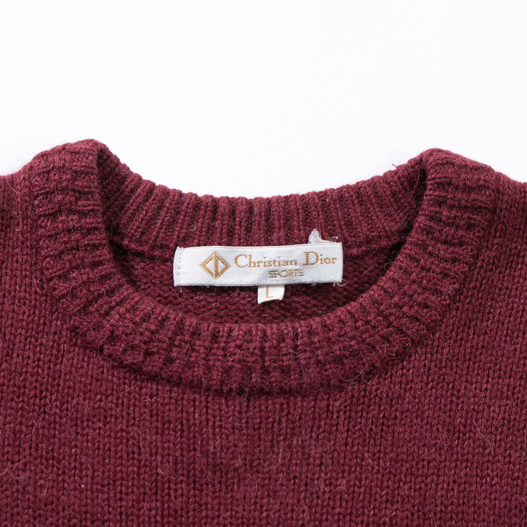 Christian Dior Christian Dior Sport Design Knit Bordeaux Burgundy Maroon 100% Wool Sweater Top