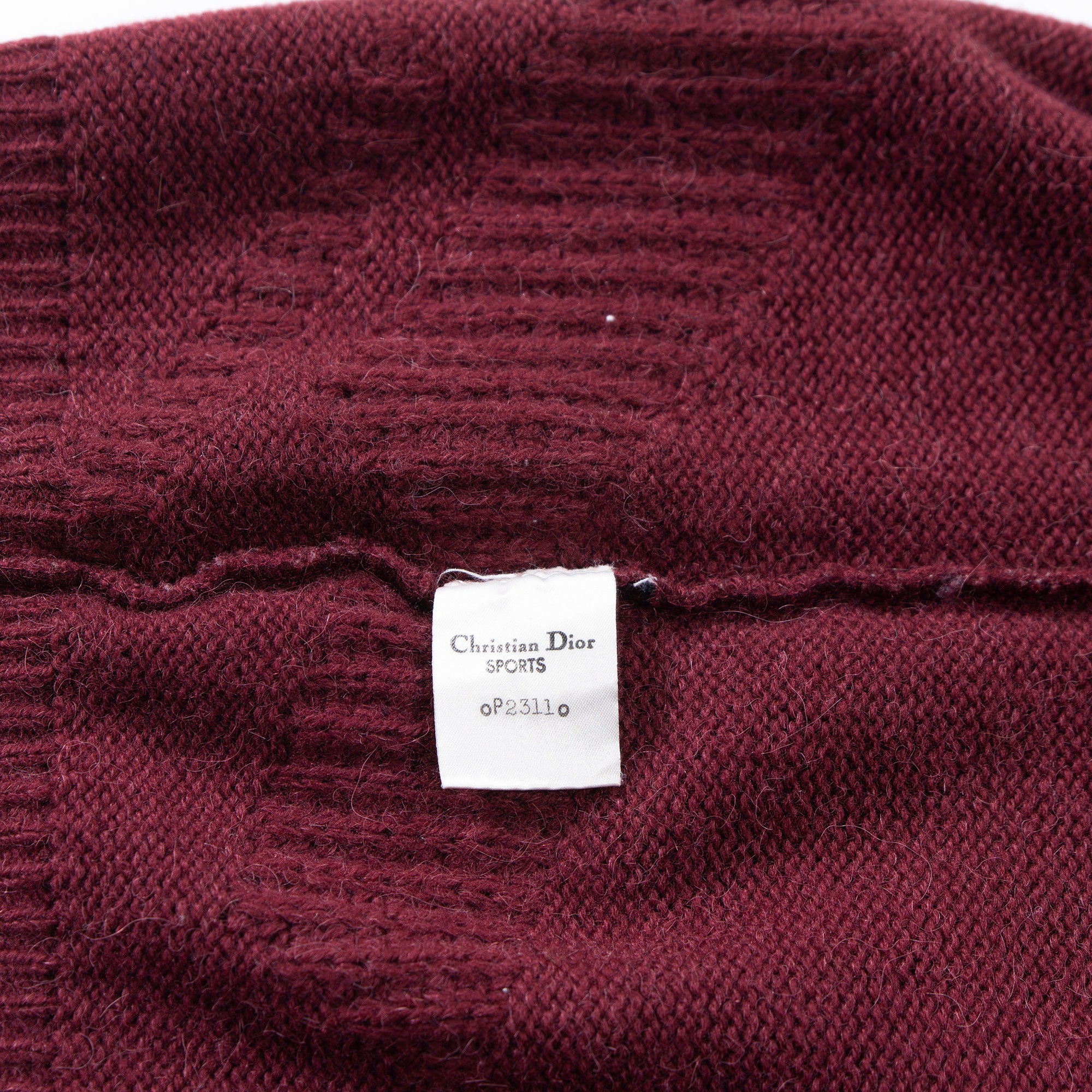 Christian Dior Christian Dior Sport Design Knit Bordeaux Burgundy Maroon 100% Wool Sweater Top