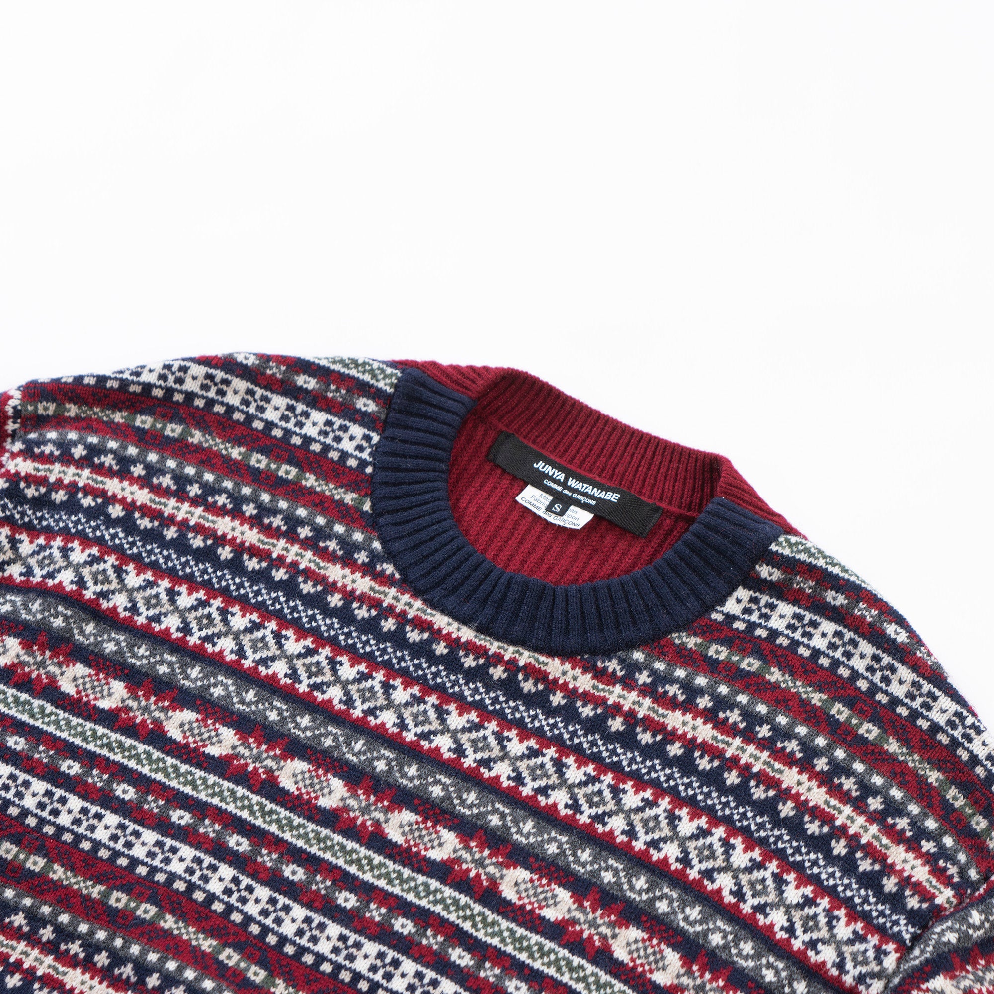 COMME des GARCONS JUNYA WATANABE AD2021 Crew neck knit Junya Watanabe Nordic pattern Docking Reconstruction