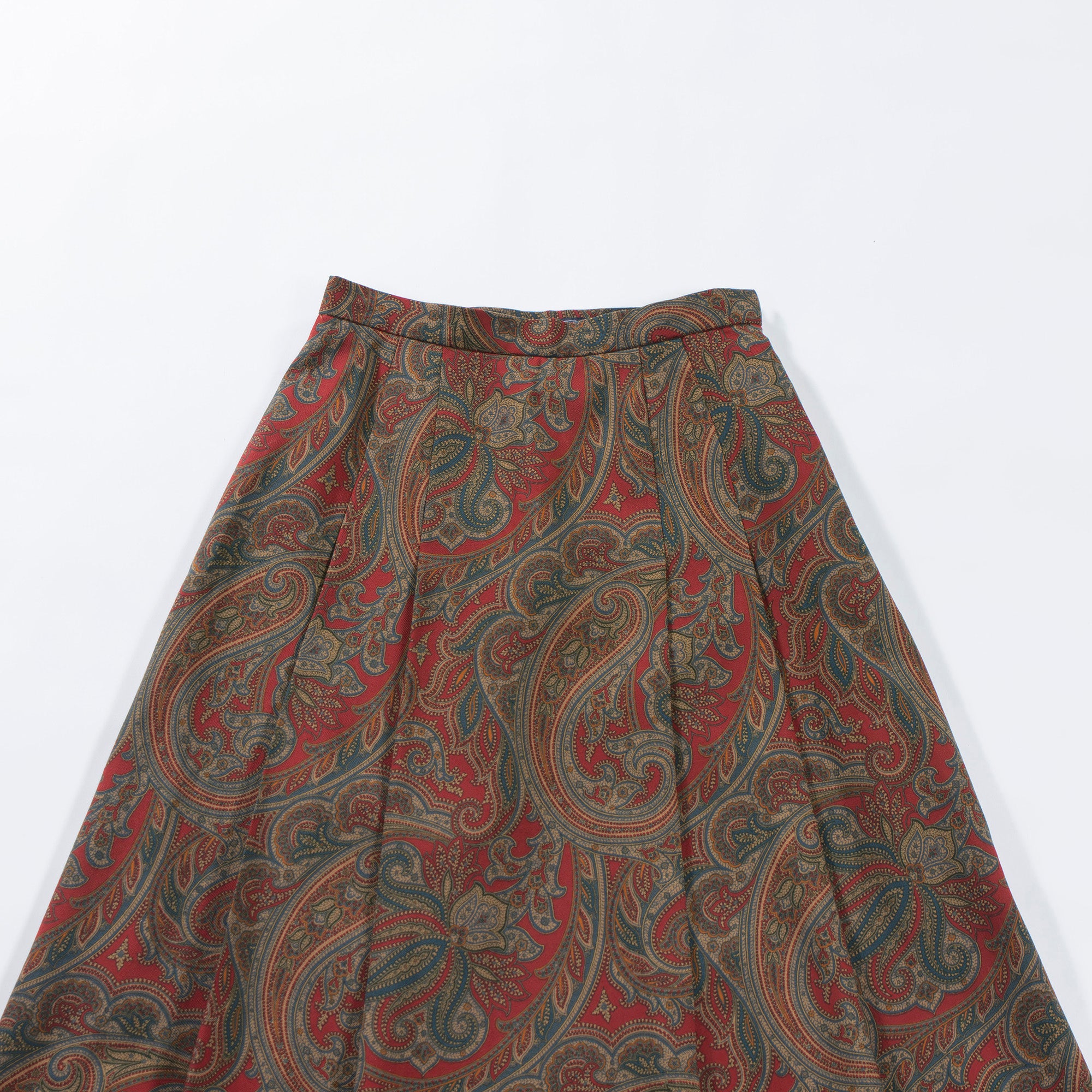 90s Burberry Flared Skirt Paisley Made with Italian Fabric Tuck Skirt Pleated Skirt Mid-length Bottoms Burberrys