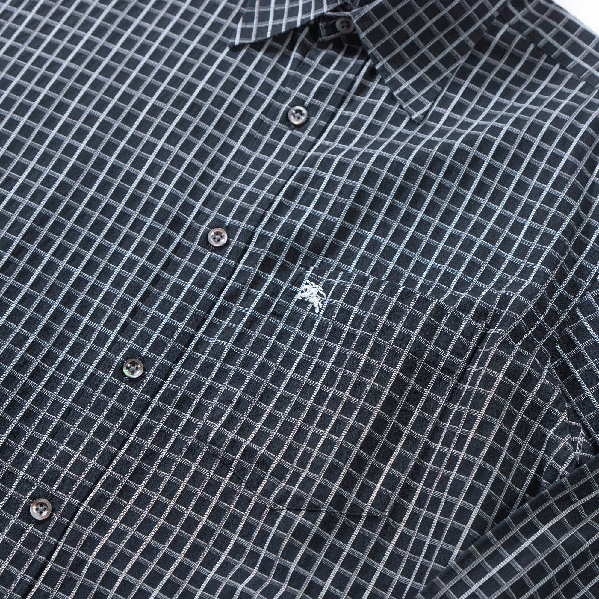 バーバリー BURBERRY London グラフチェックシャツ ブラック×シルバー レギュラーカラーシャツ トップス ロングスリーブ