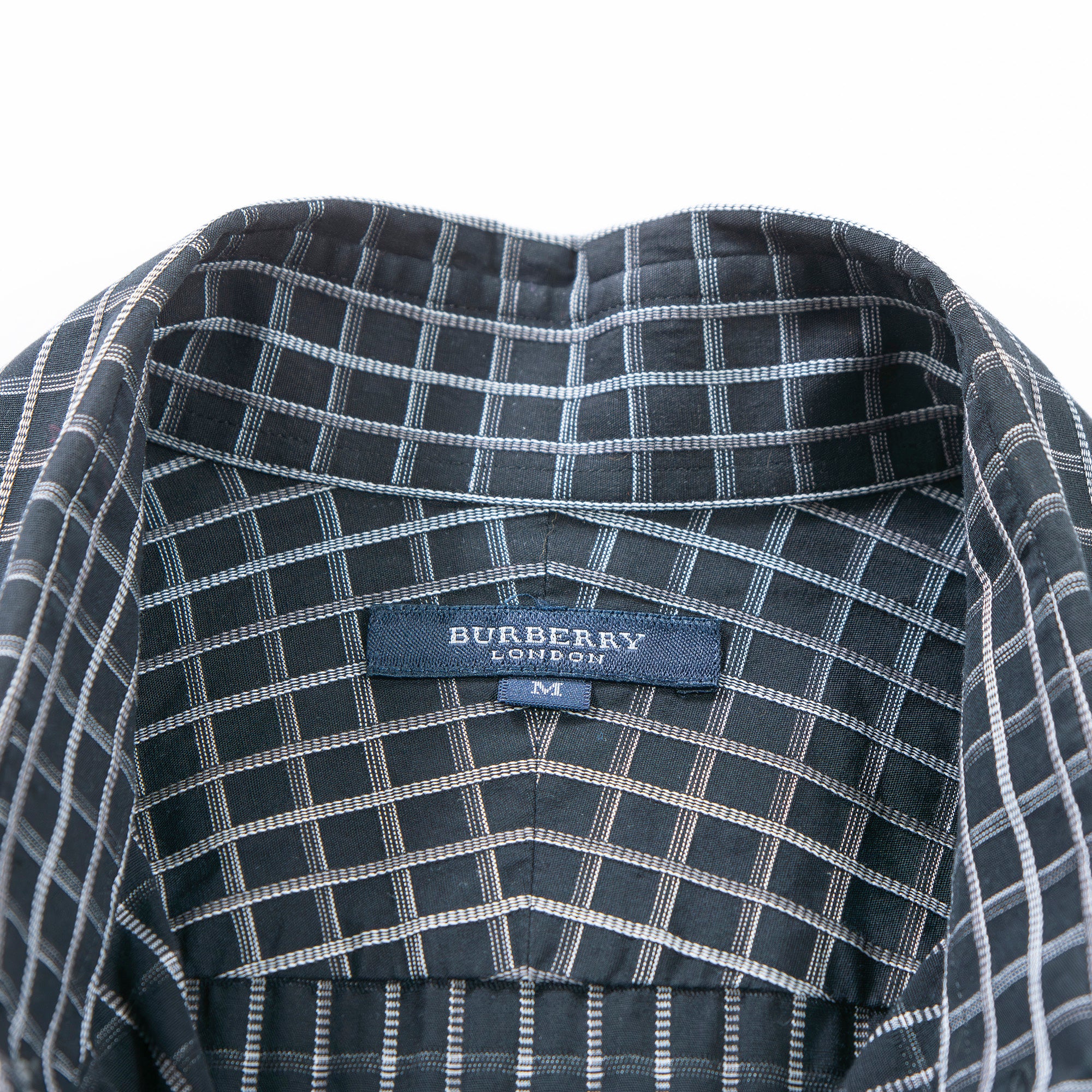 バーバリー BURBERRY London グラフチェックシャツ ブラック×シルバー レギュラーカラーシャツ トップス ロングスリーブ