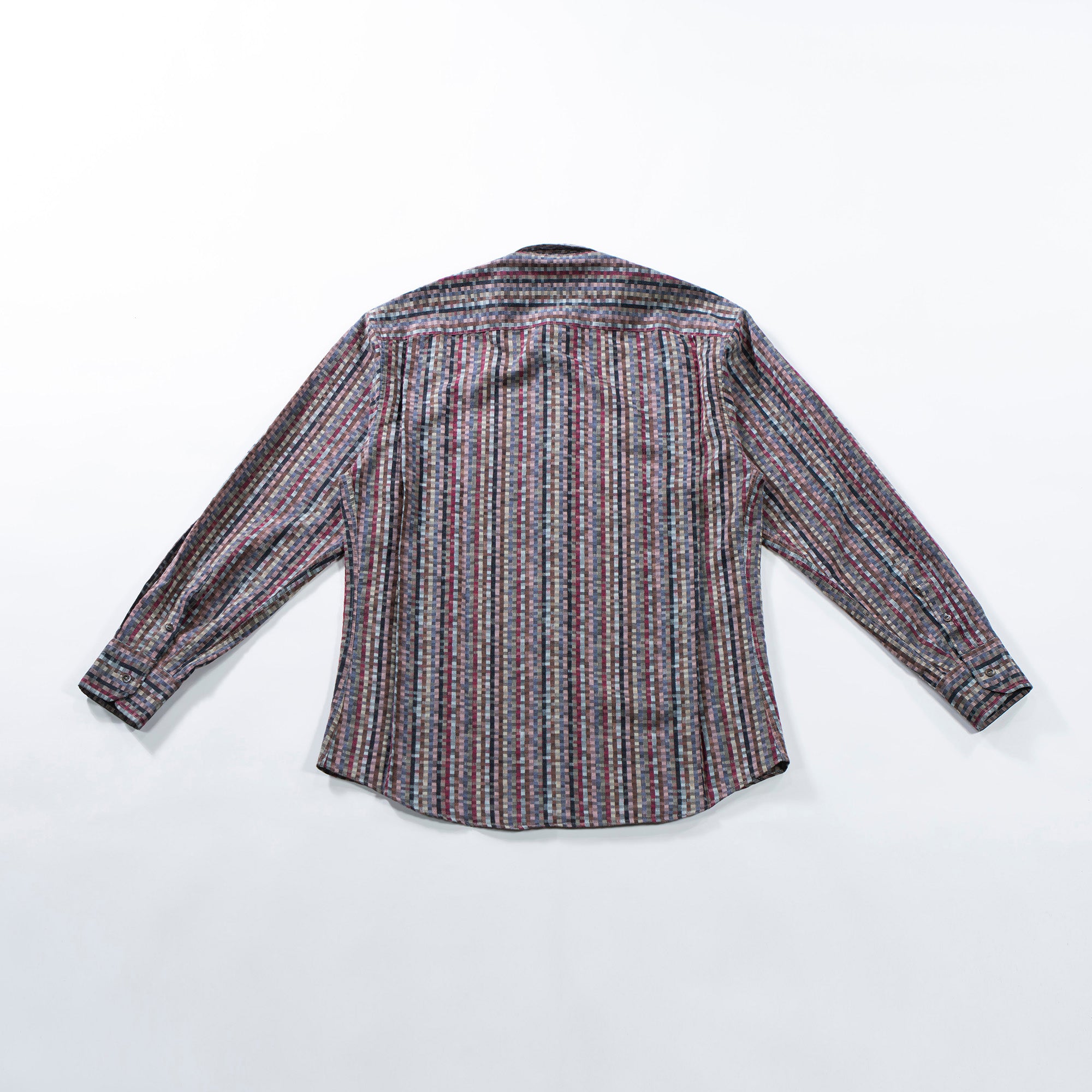 ミッソーニ MISSONI モザイクパターンシャツ イタリア製 総柄シャツ 90s チェックシャツ ボタンダウン トップス ロングスリーブ