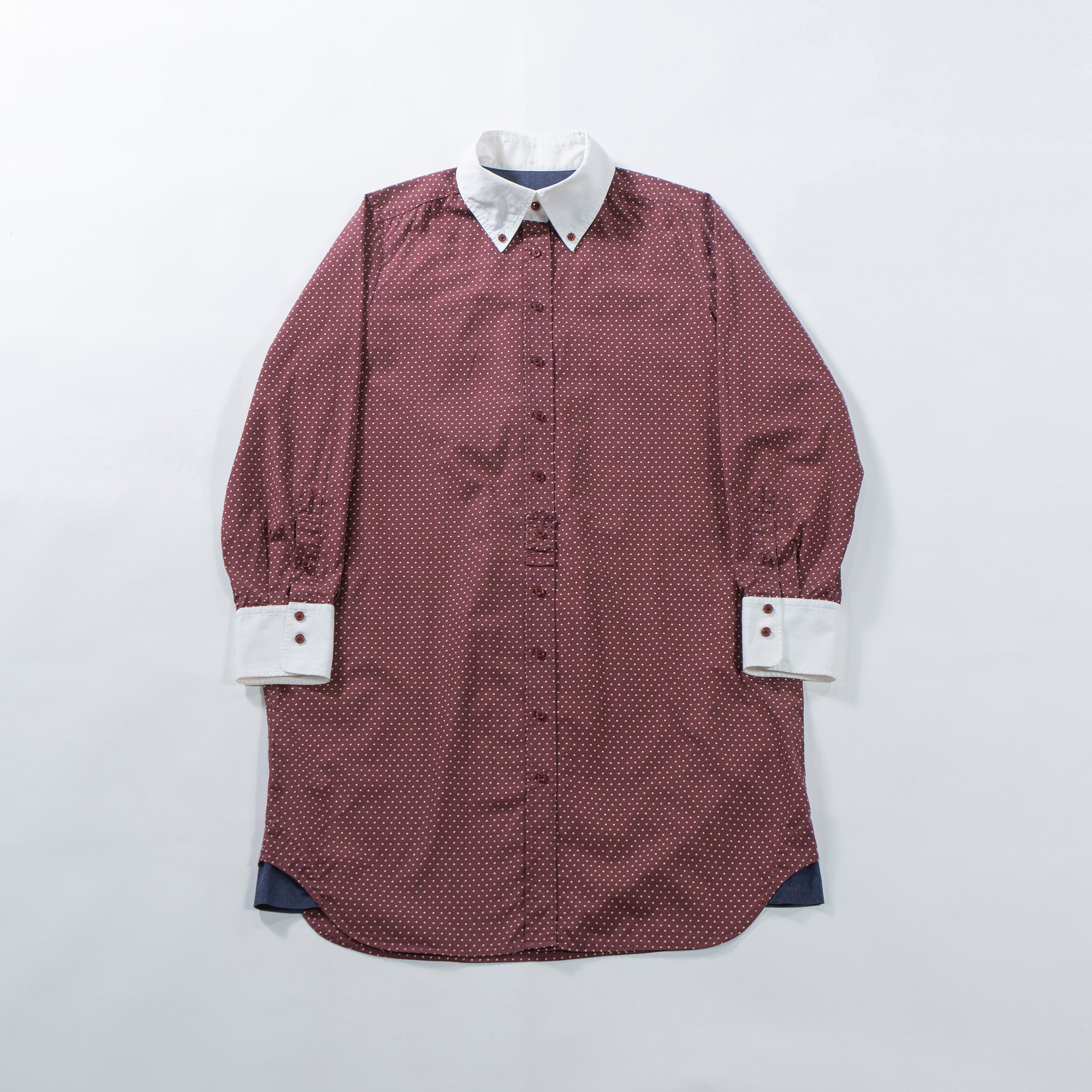 ポールスミス CARNABY Paul Smith カーナビー シャツワンピース 水玉 ドット バーガンディー ロングシャツ クレリックシャツ トップス