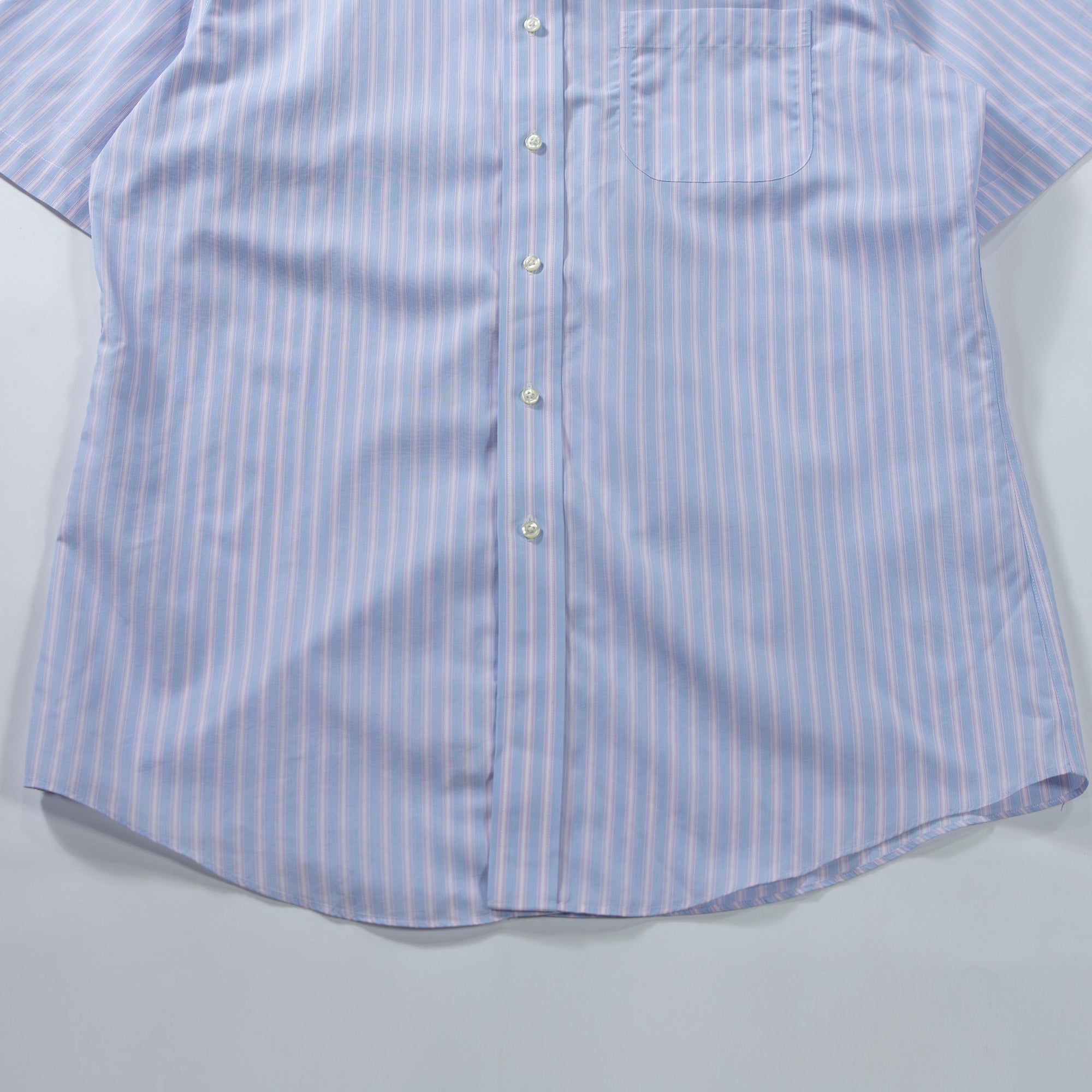 ブルックスブラザーズ Brooks Brothers ストライプシャツ ショートスリーブ サックスブルー×ピンク ボタンダウン 半袖シャツ トップス