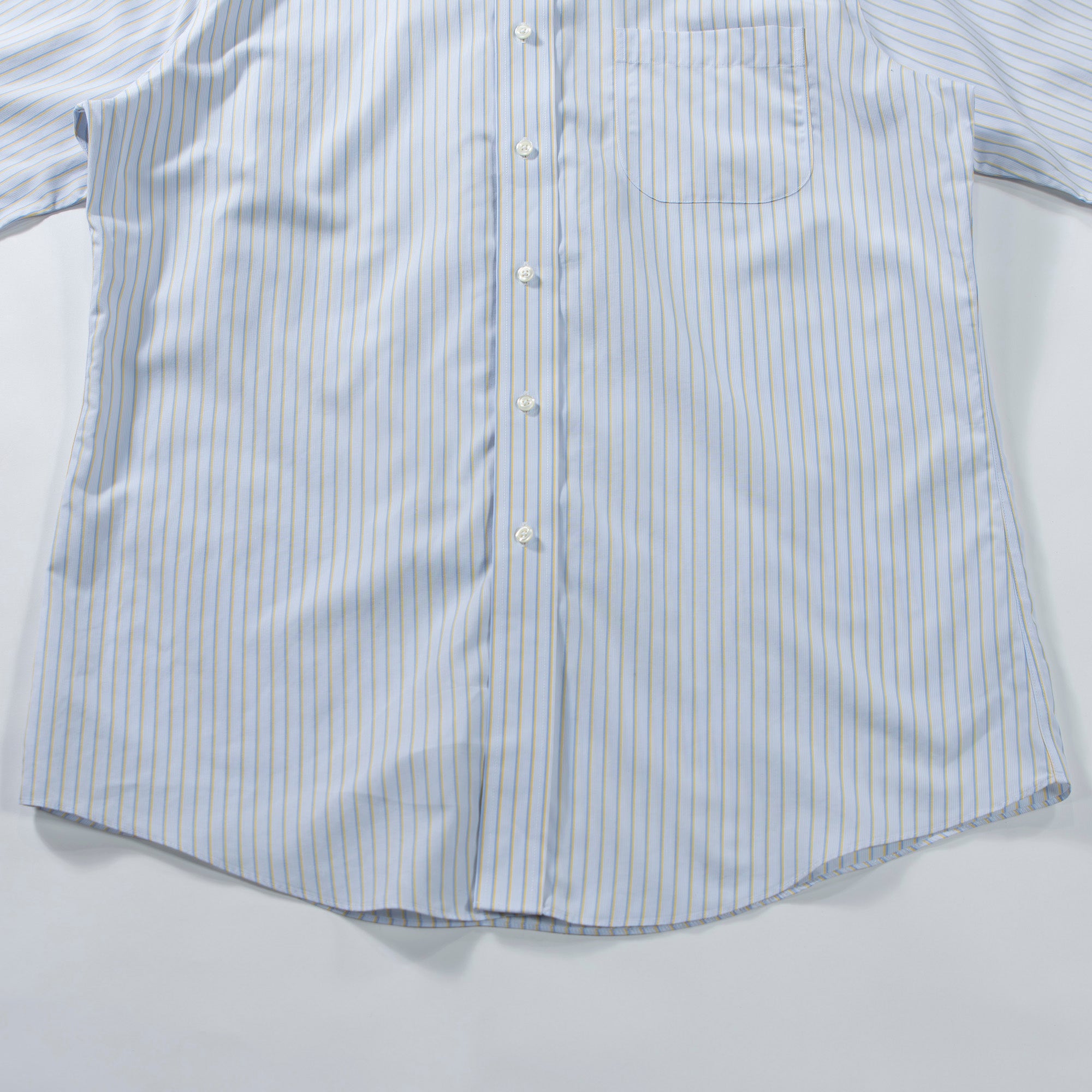 ブルックスブラザーズ Brooks Brothers マルチストライプシャツ ショートスリーブ サックスブルー×イエロー ボタンダウン 半袖シャツ