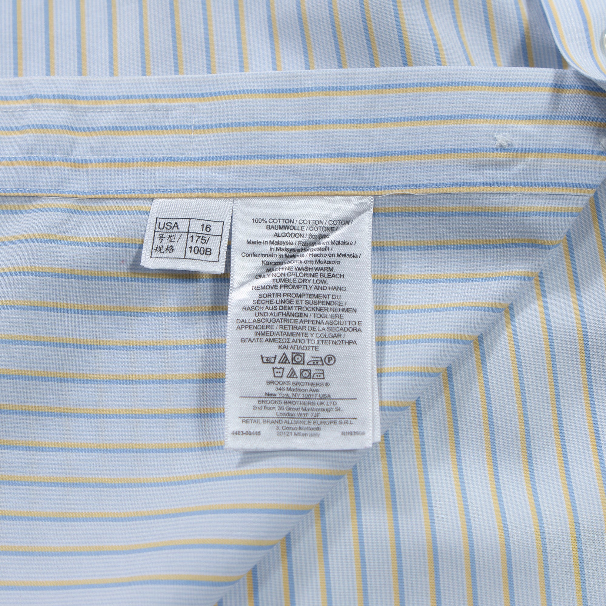 ブルックスブラザーズ Brooks Brothers マルチストライプシャツ ショートスリーブ サックスブルー×イエロー ボタンダウン 半袖シャツ