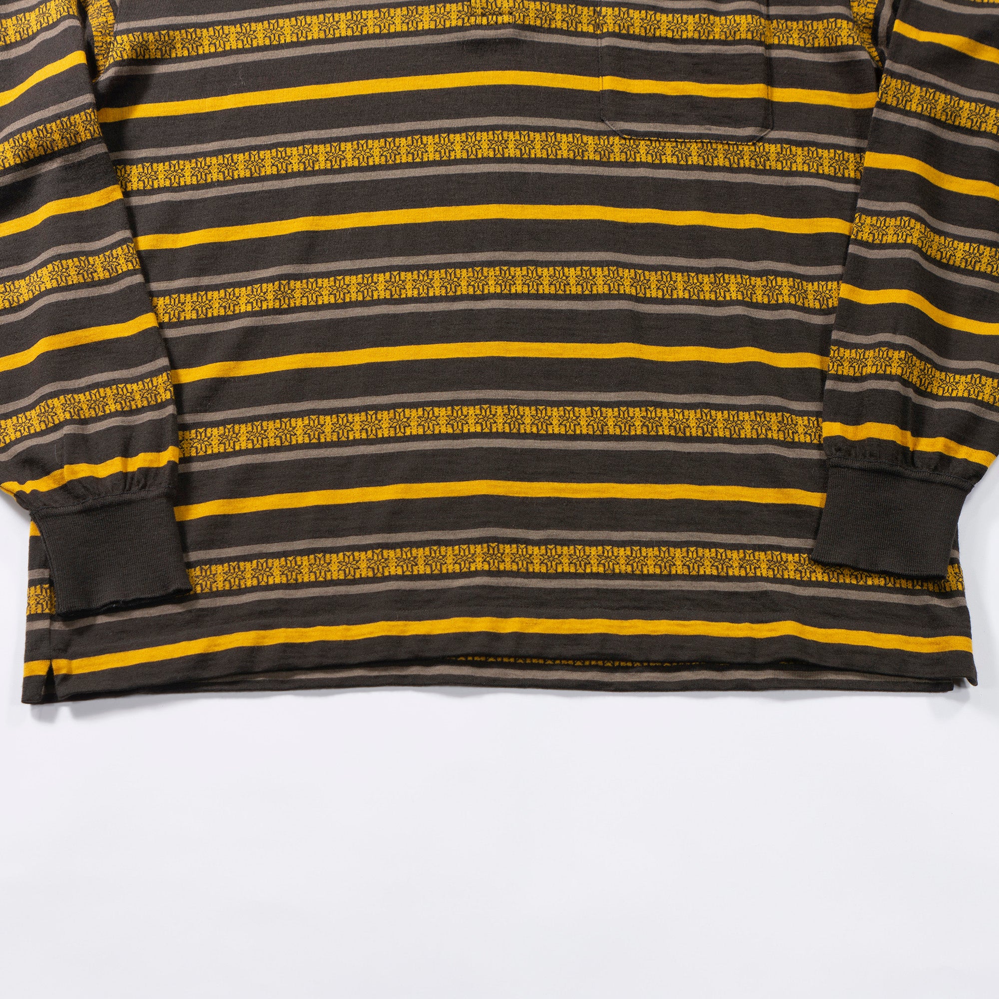 ディオール Christian Dior MONSIEUR ロングスリーブポロシャツ ブラウン×イエロー ボーダー 90s 長袖 ウール メンズファッション
