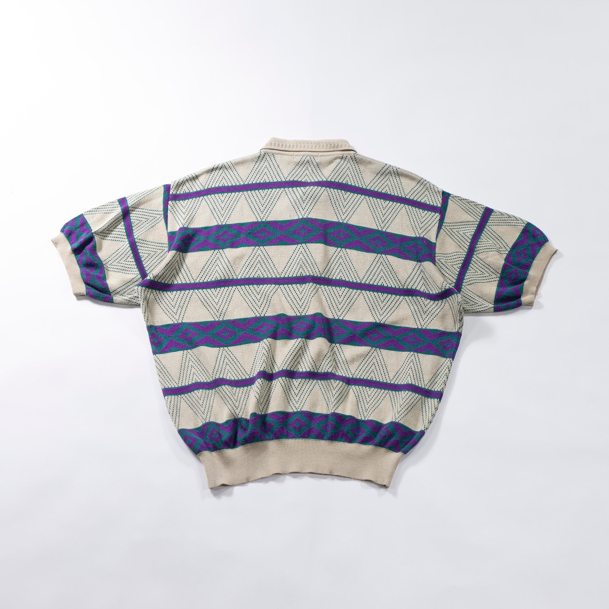 イブサンローラン Yves Saint Laurent ニットポロシャツ 半袖 幾何学 ボーダー 90s ヴィンテージ メンズファッション メンズトップス